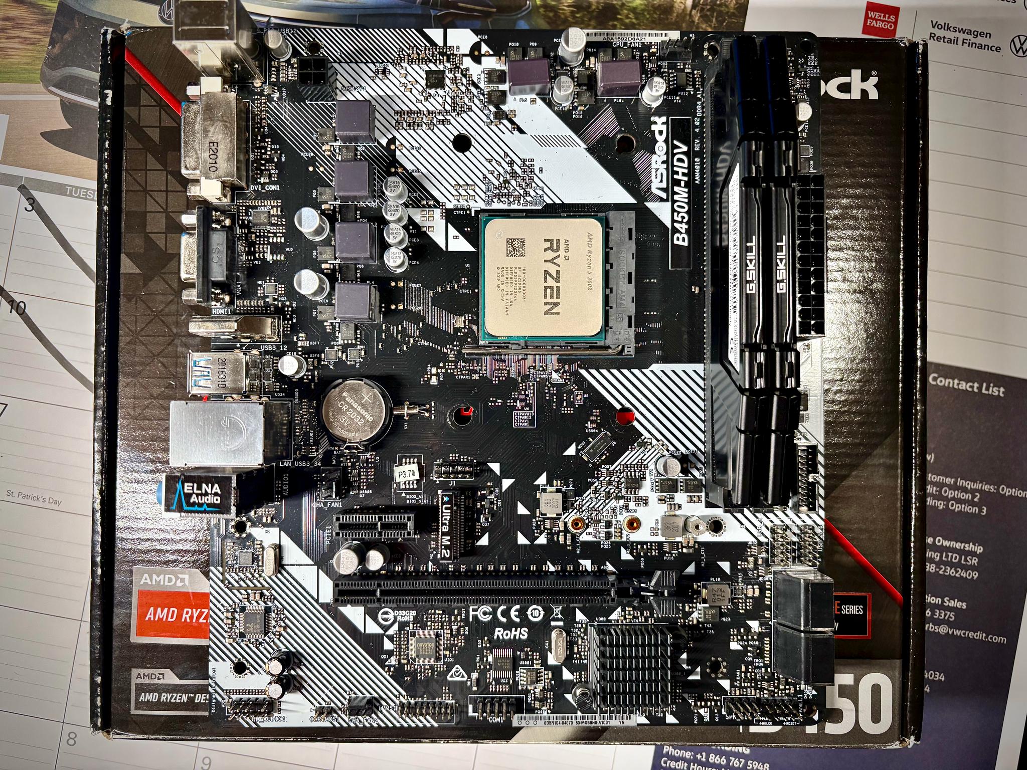 AM4 B450M, R5 3600 with 16GB DDR4 Ram Motherboard Bundle