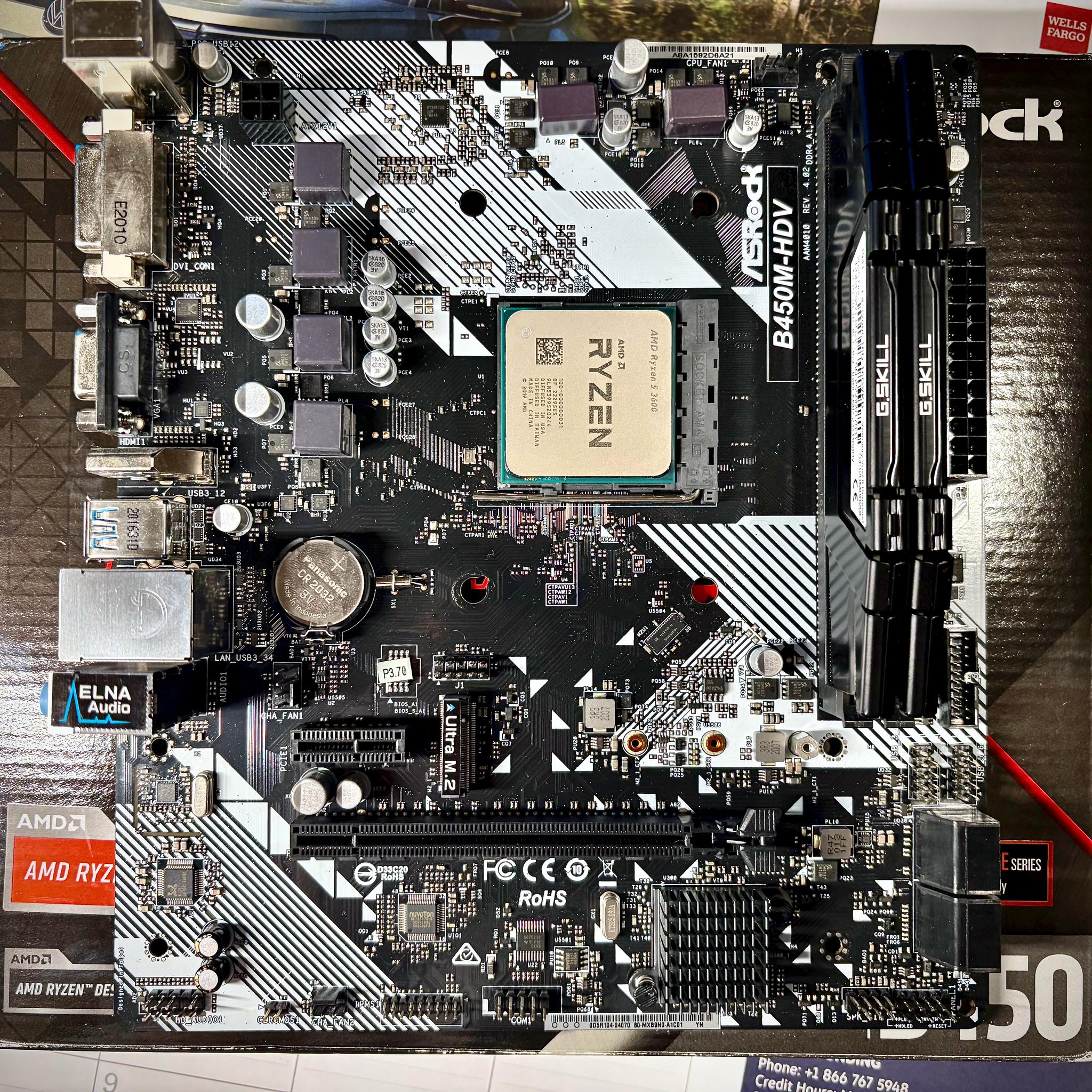 AM4 B450M, R5 3600 with 16GB DDR4 Ram Motherboard Bundle