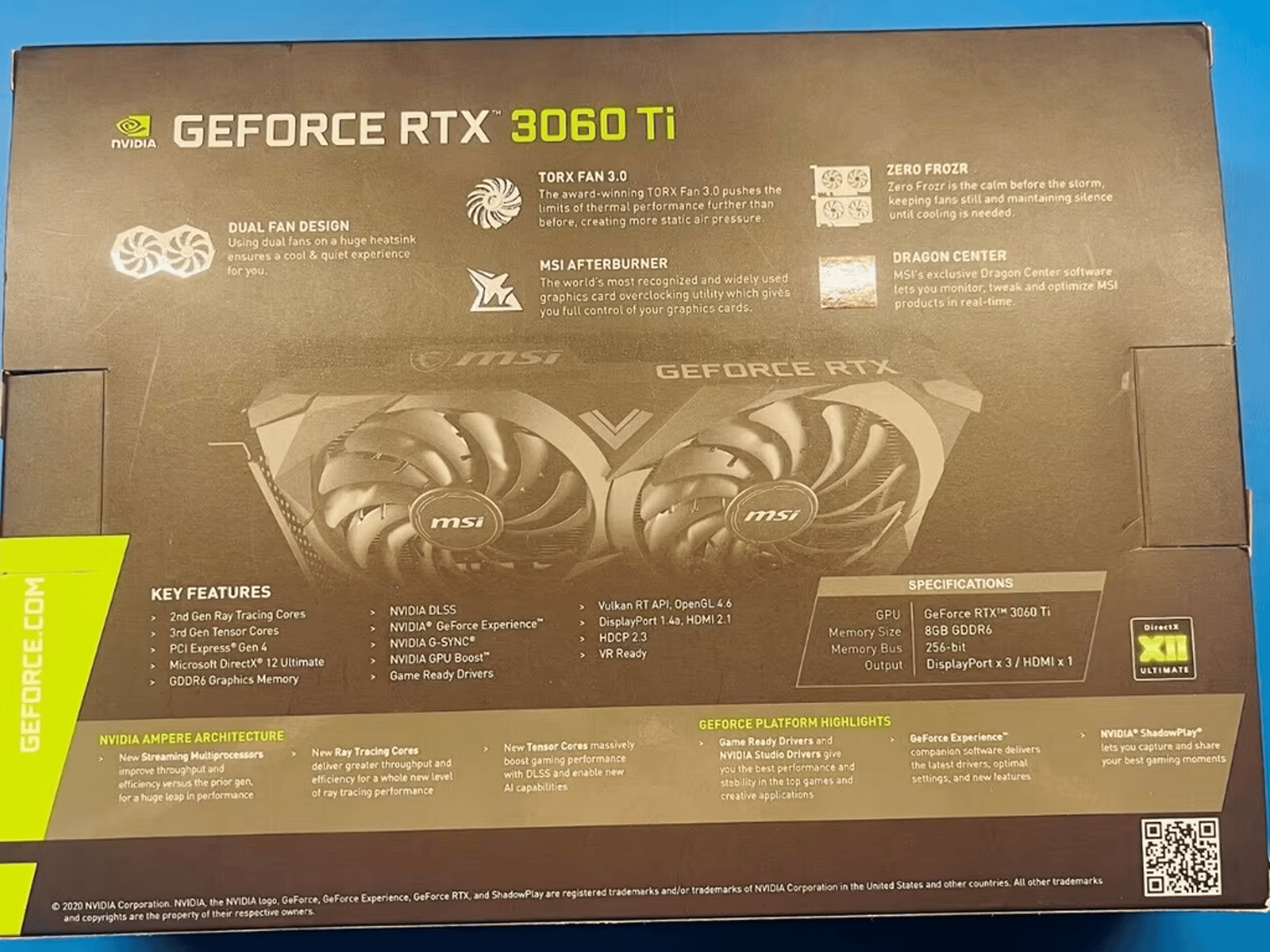 MSI RTX 3060 Ti VENTUS 2X OC 8GB NON-LHR GDDR6 Graphics Card