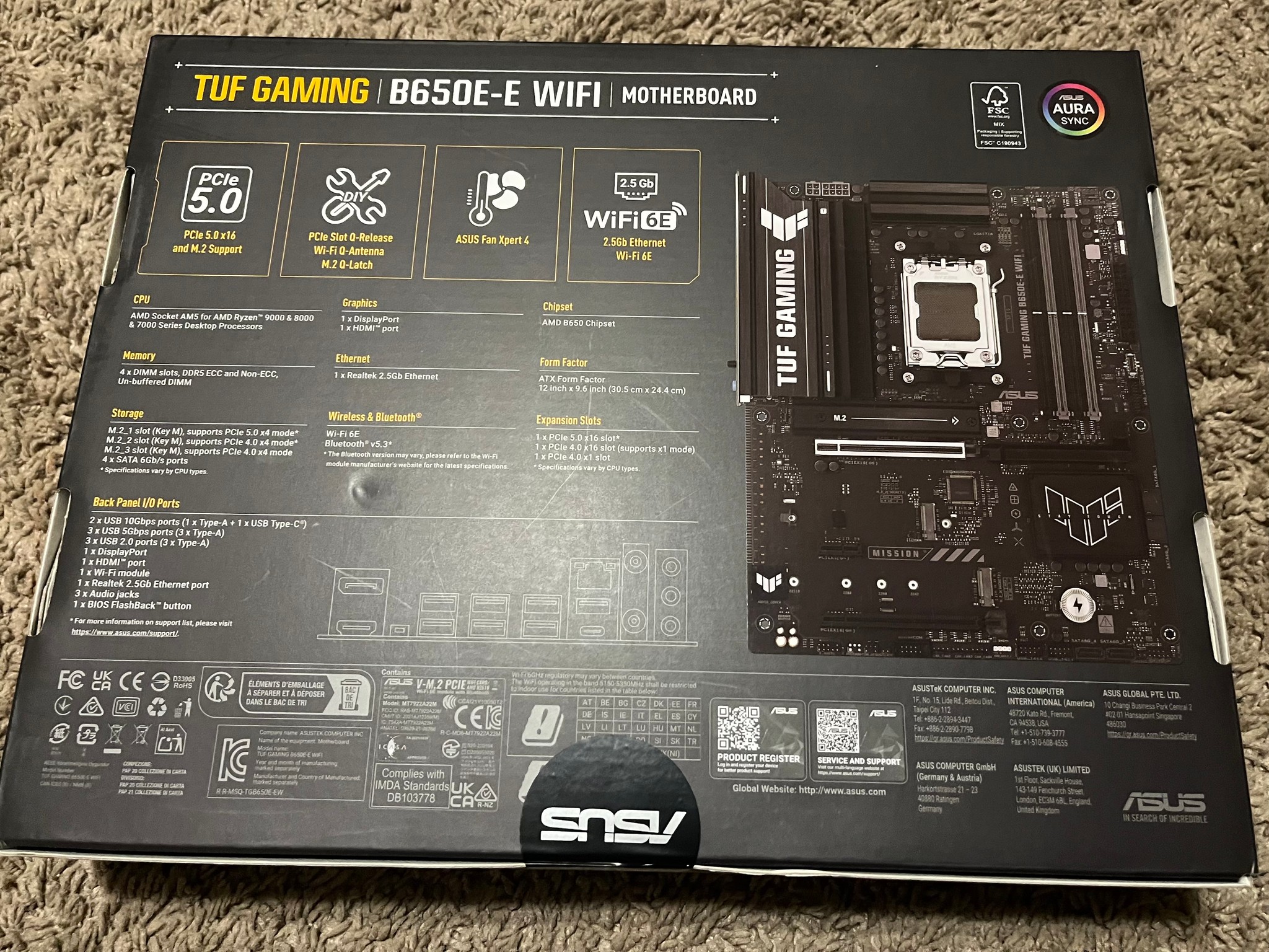ASUS B650E-E TUF GAMING WIFI AMD AM5 ATX Motherboard- NEW