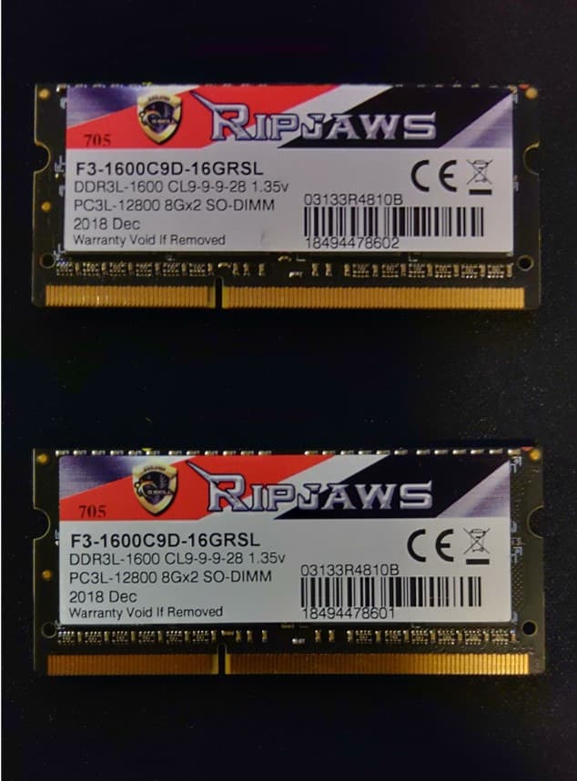 G.Skill RipJaws 16GB(2x8GB) ‘Laptop’ DDR3 1600MHz CL9 RAM