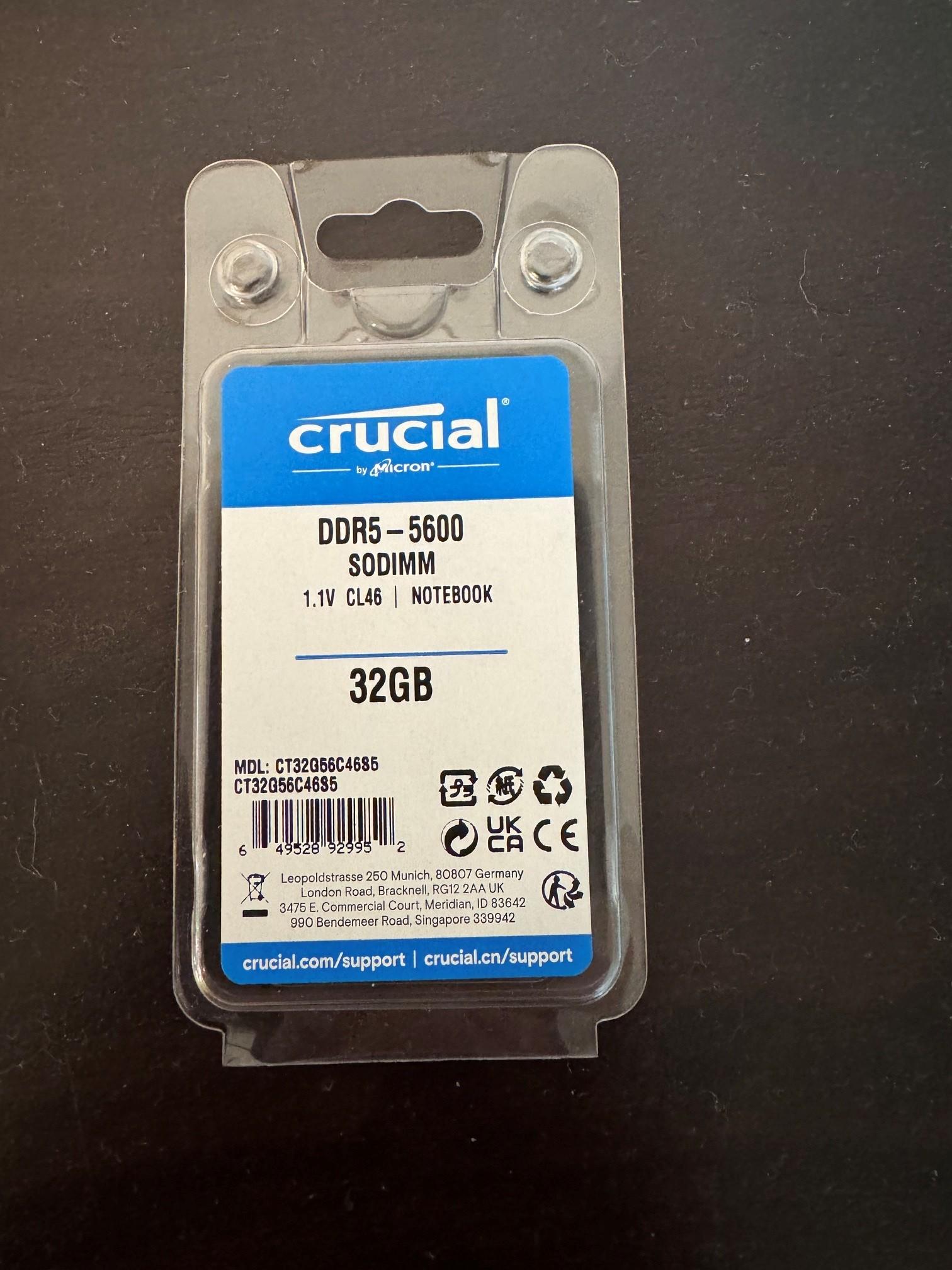 Crucial DDR5 - 5600 SODIMM 32GB