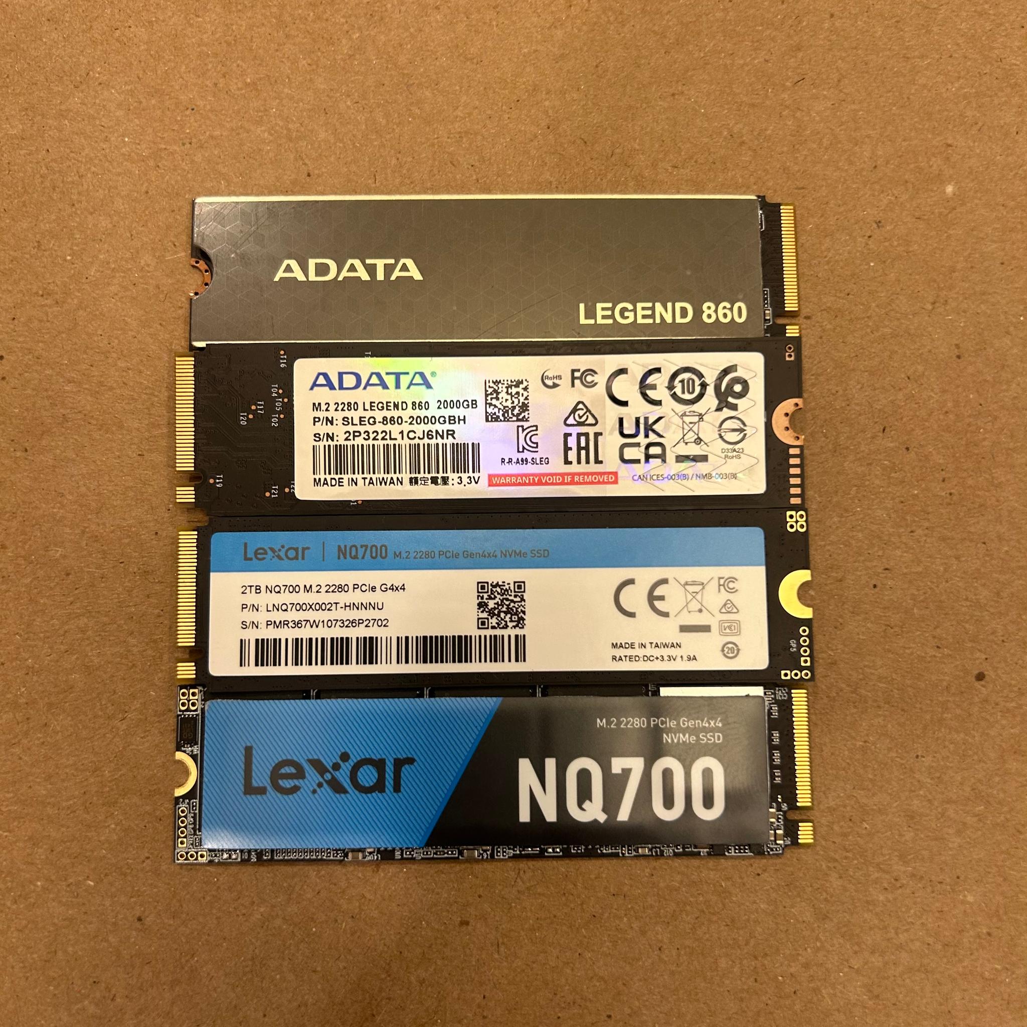 Adata 860 legend & lexar NQ700 2TB x4units