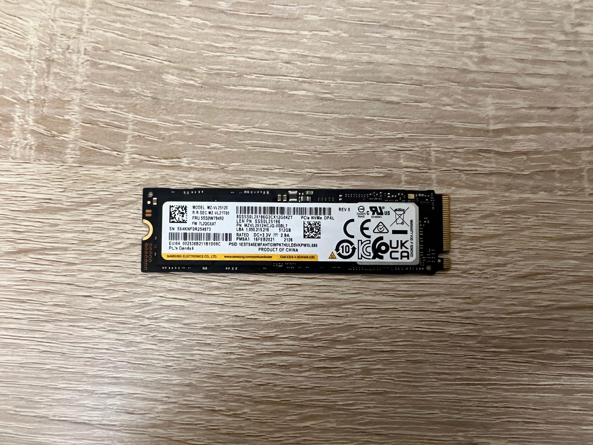 Samsung PM9A1 512GB M.2 NVMe PCIe OPAL SSD 3500/2900 MZVL2512HCJQ
