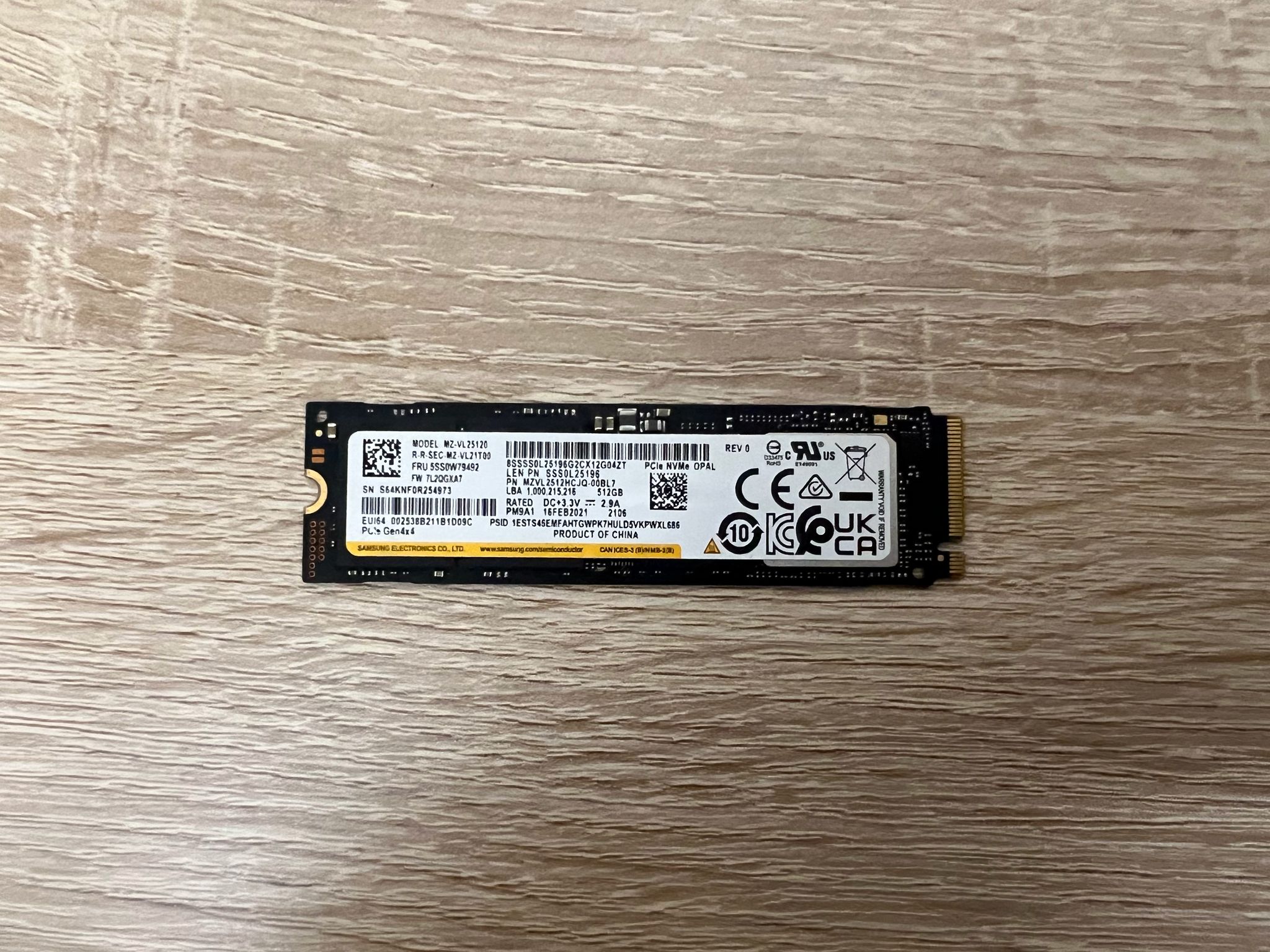 Samsung PM9A1 512GB M.2 NVMe PCIe OPAL SSD 3500/2900 MZVL2512HCJQ