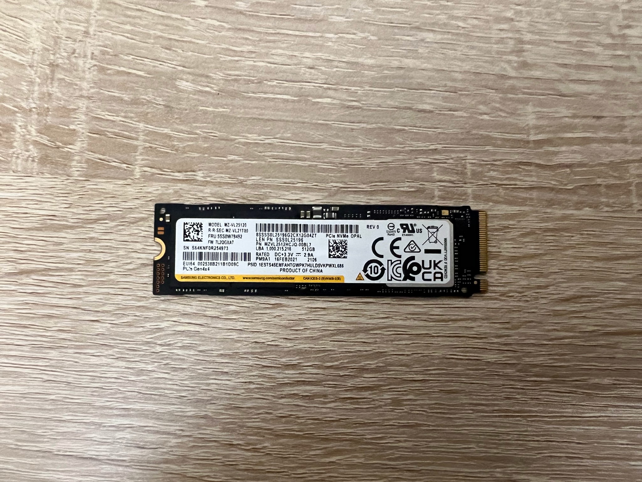 Samsung PM9A1 512GB M.2 NVMe PCIe OPAL SSD 3500/2900 MZVL2512HCJQ