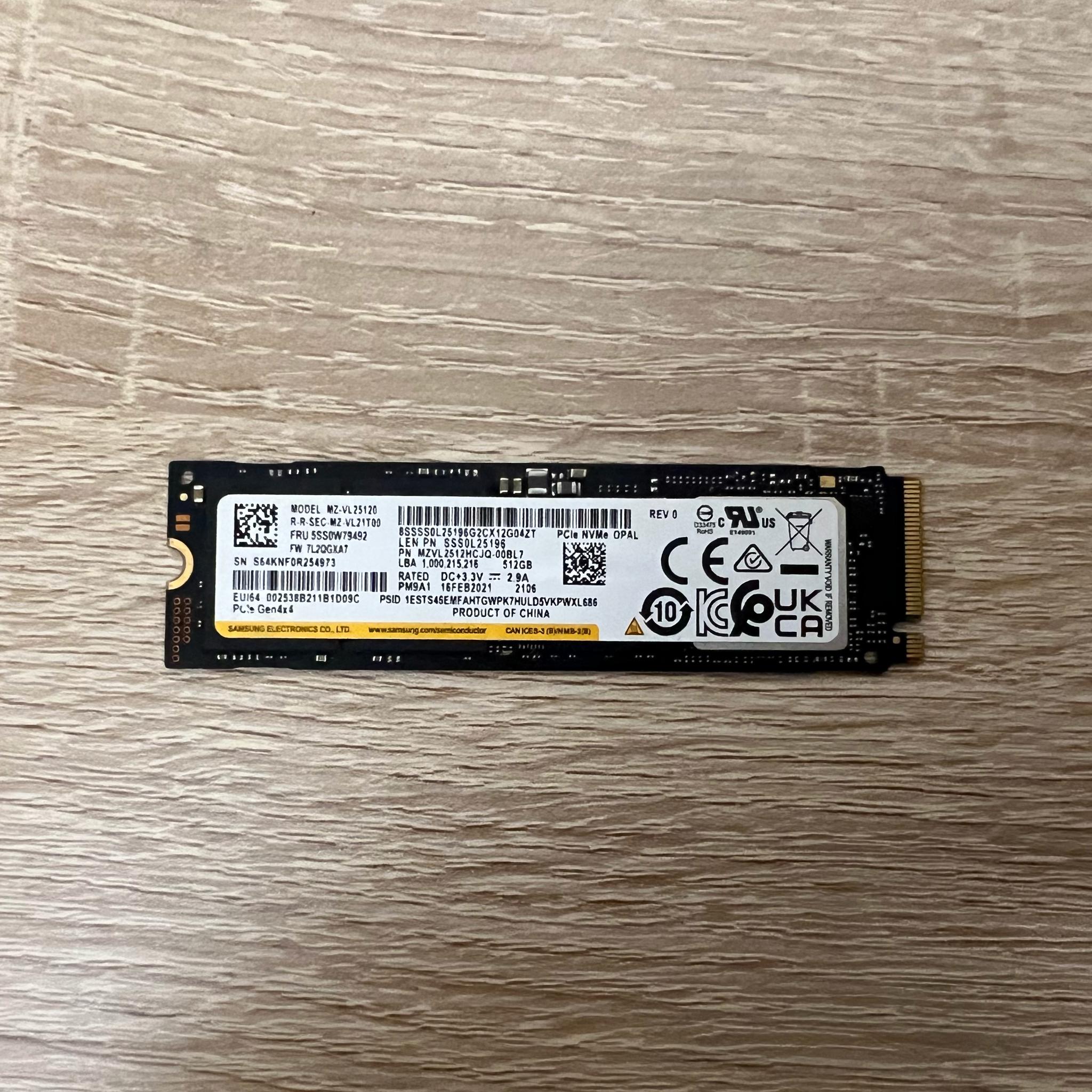 Samsung PM9A1 512GB M.2 NVMe PCIe OPAL SSD 3500/2900 MZVL2512HCJQ