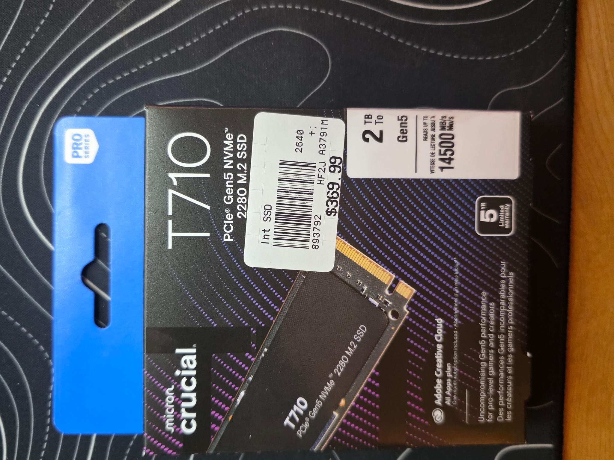 Crucial T710 2tb NVMe  BNIB SEALED  CC – CT2000T710SSD8-01