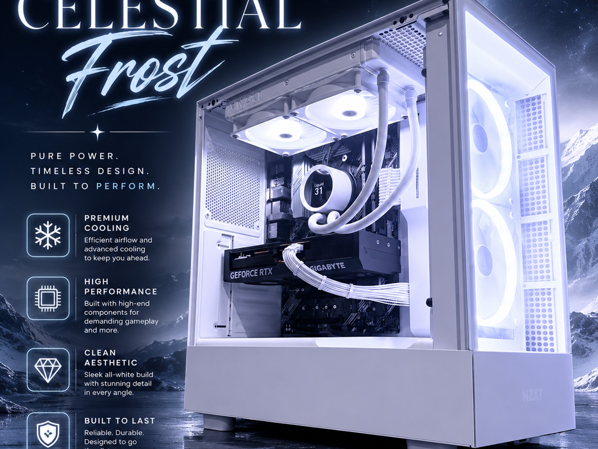 ⚪️"Celestial Frost"❄️| 4K Gaming | RTX 4070 Ti | Ryzen 9 5950X | 32 Ram | 1TB NVMe SSD