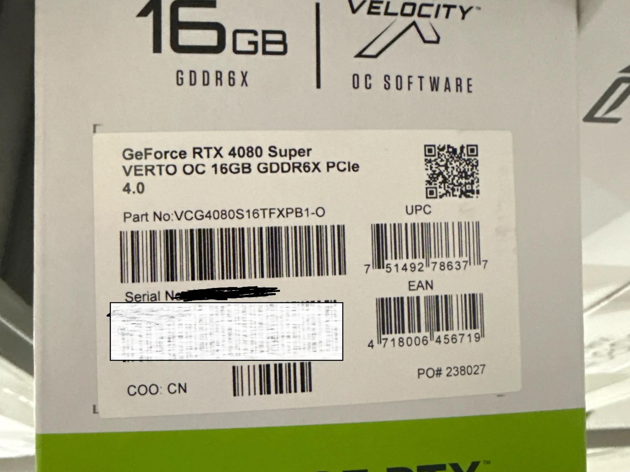 PNY RTX 4080 Super VERTO OC 16GB - Brand new sealed box !
