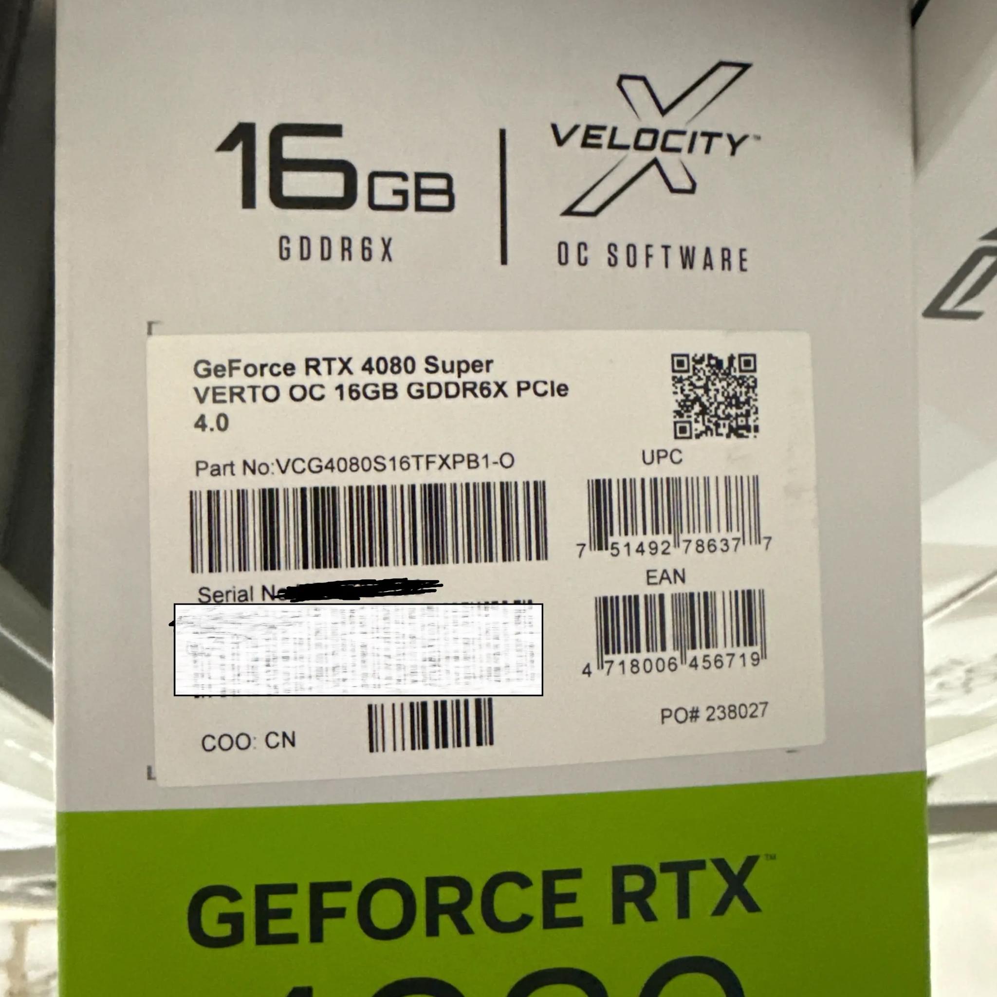 PNY RTX 4080 Super VERTO OC 16GB - Brand new sealed box !