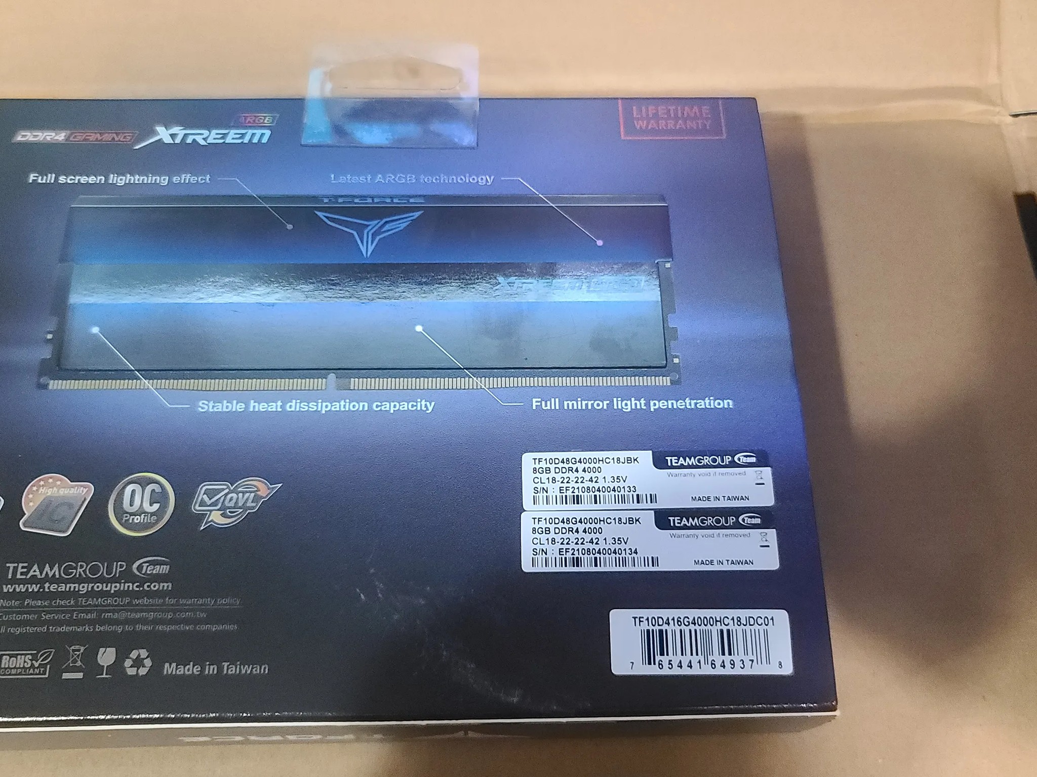 Team Group Xtreem ARGB 16GB (2x 8GB) DDR4 4000MHz RAM Memory