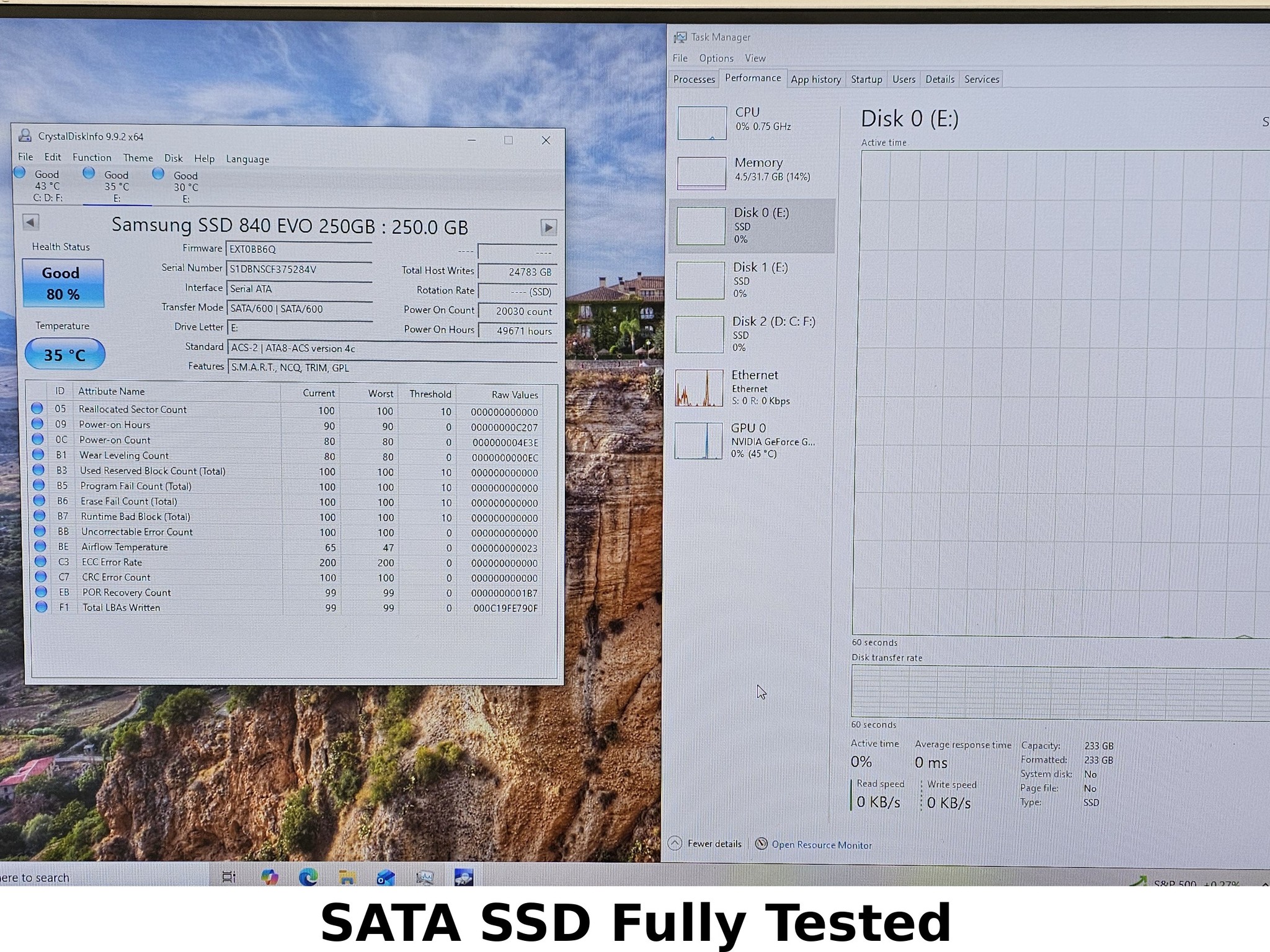 250GB 2.5" SATA SSD Samsung 840 EVO