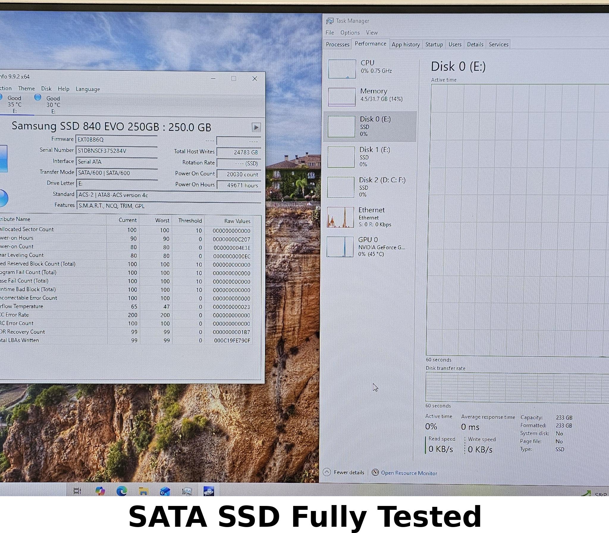 250GB 2.5" SATA SSD Samsung 840 EVO