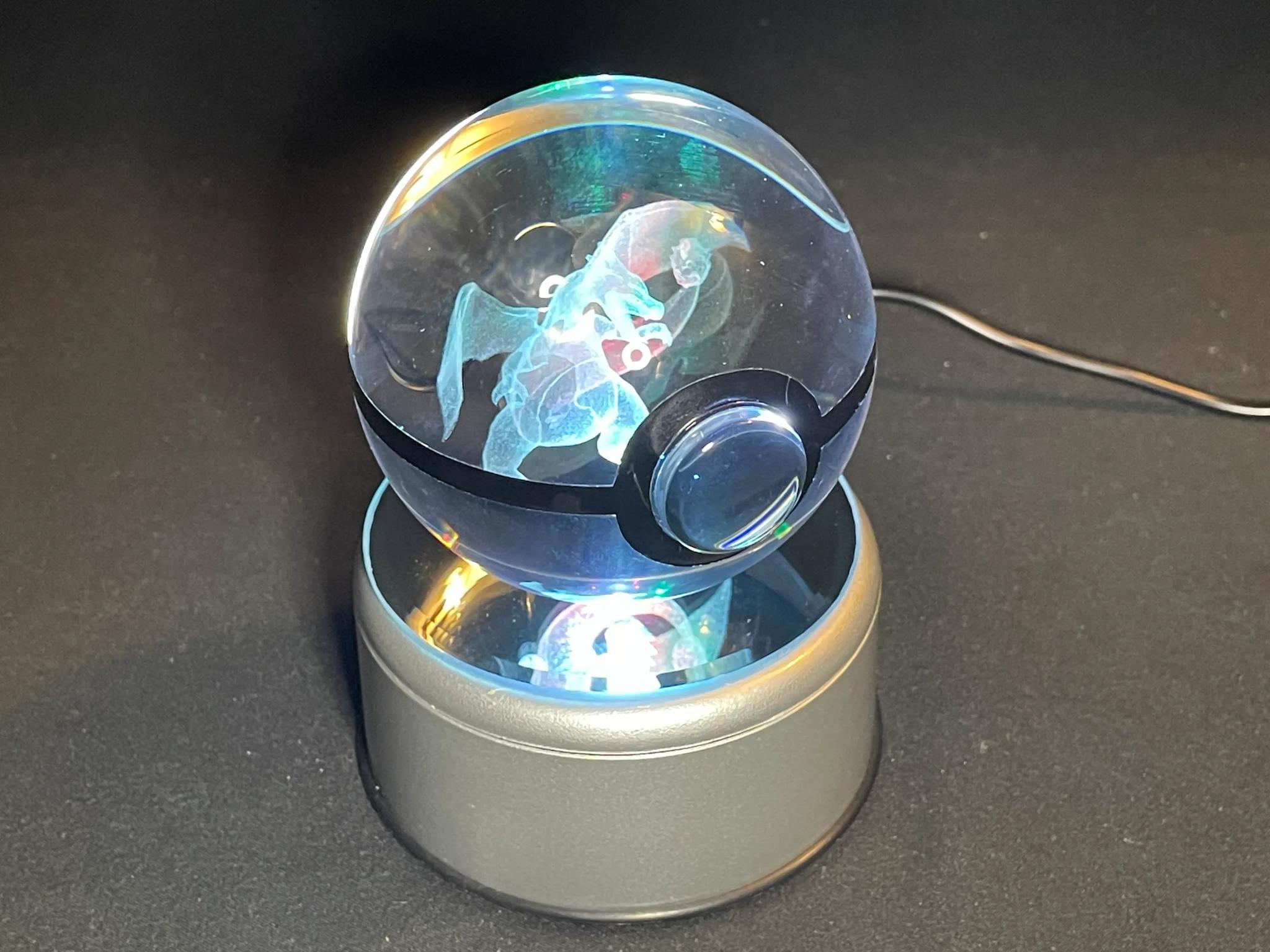 Charizard Large Crystal Ball With Rotating RGB Stand