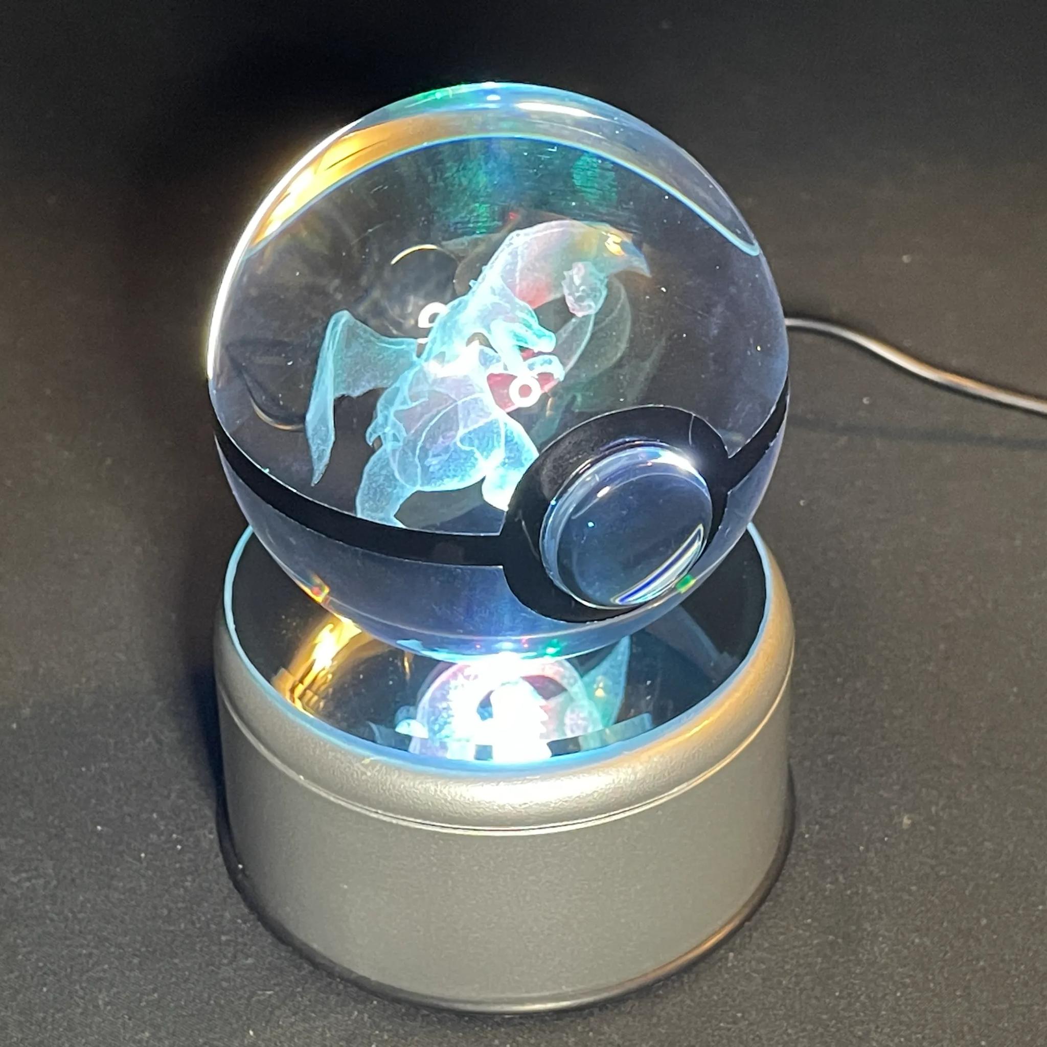 Charizard Large Crystal Ball With Rotating RGB Stand