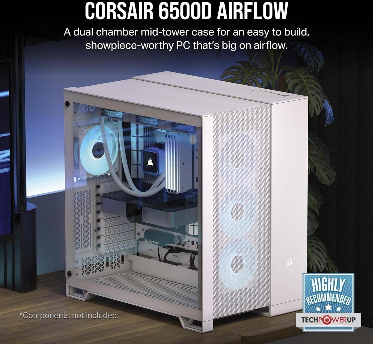 CORSAIR 6500D AIRFLOW White Mid-Tower ATX Dual Chamber PC Case