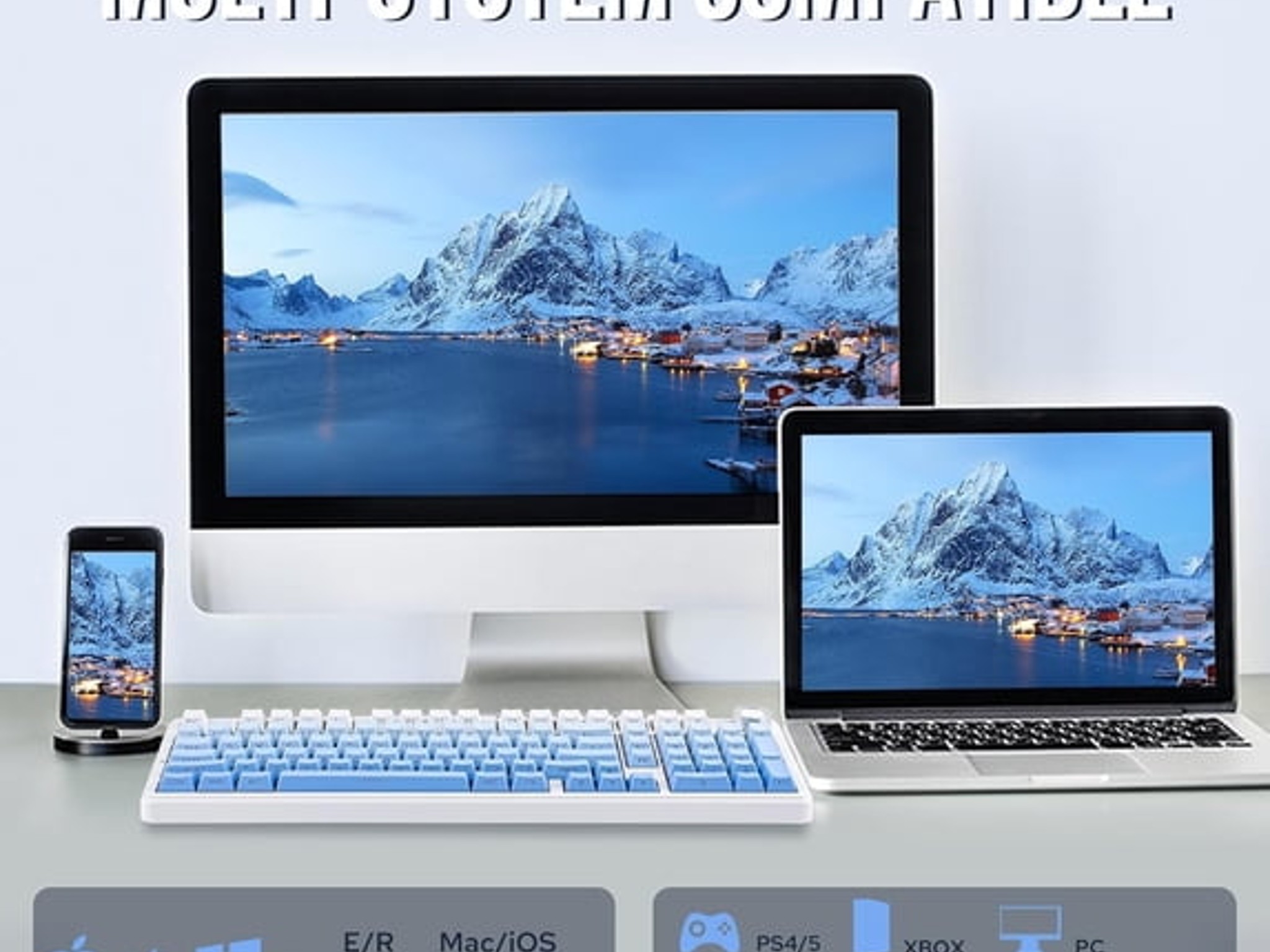 AULA F99 PRO (BRAND NEW) Gradient Blue, Wireless Mechanical 95% LEOBOG Nimbus Switches w/ Knob