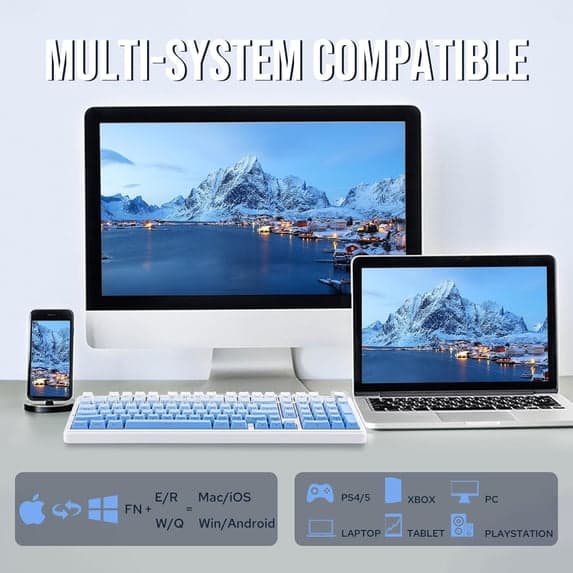 AULA F99 PRO (BRAND NEW) Gradient Blue, Wireless Mechanical 95% LEOBOG Nimbus Switches w/ Knob