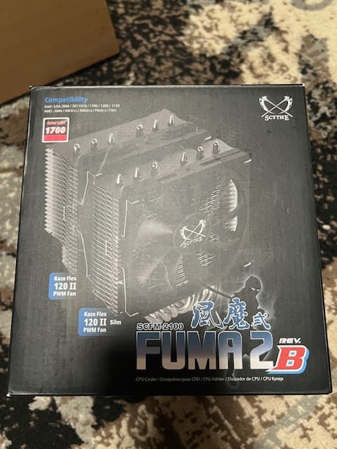 Scythe Fuma 2 Rev.B CPU Air Cooler, Intel LGA1700, LGA1151, AMD AM4/Ryzen 120mm, Dual Towers Black