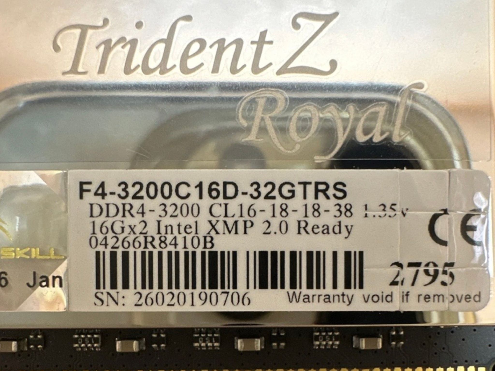 G.SKILL Trident Z Royal DDR4-3200 32GB (2x16GB) DIMM Intel XMP 2.0 RAM Kit