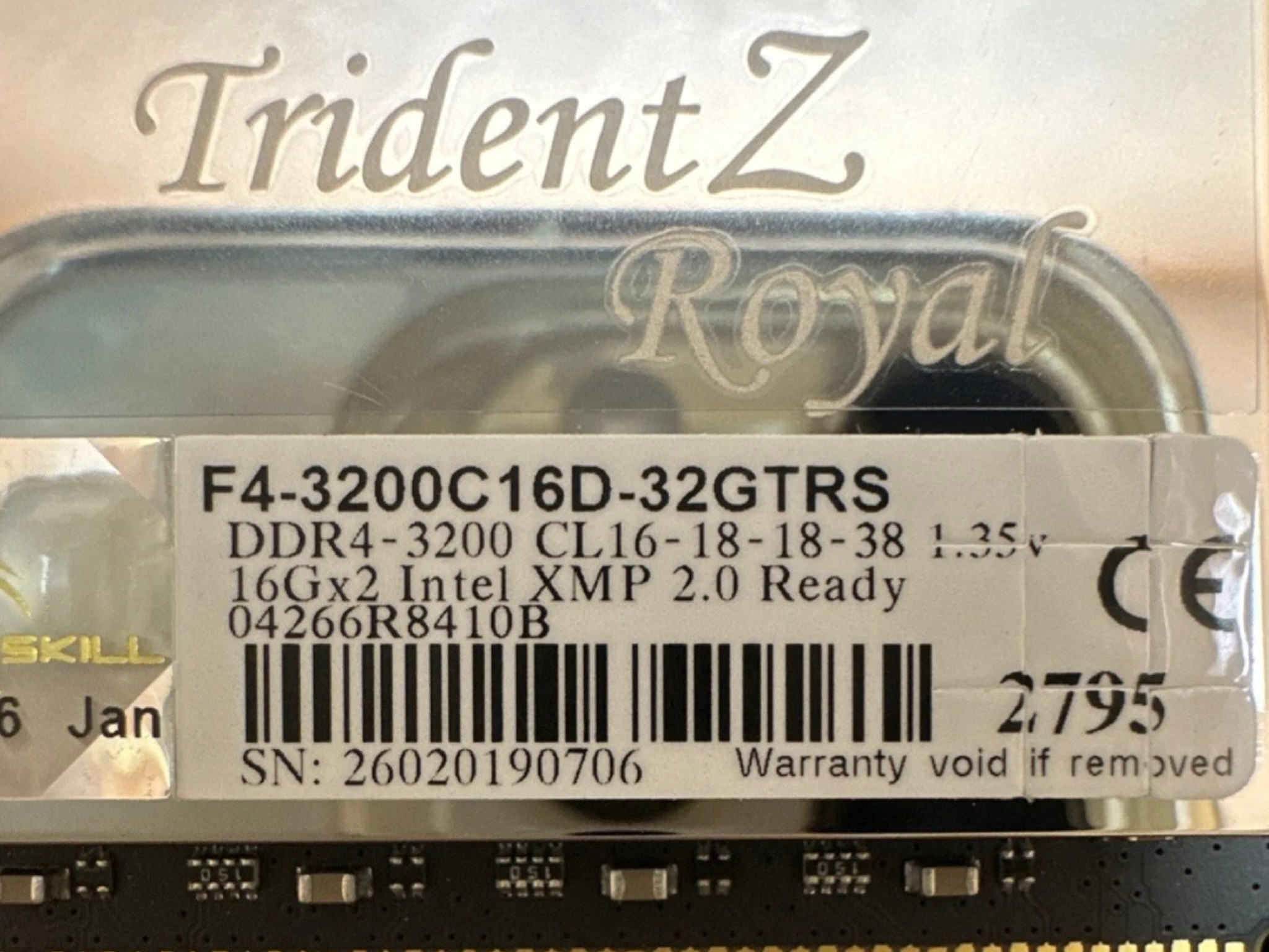 G.SKILL Trident Z Royal DDR4-3200 32GB (2x16GB) DIMM Intel XMP 2.0 RAM Kit