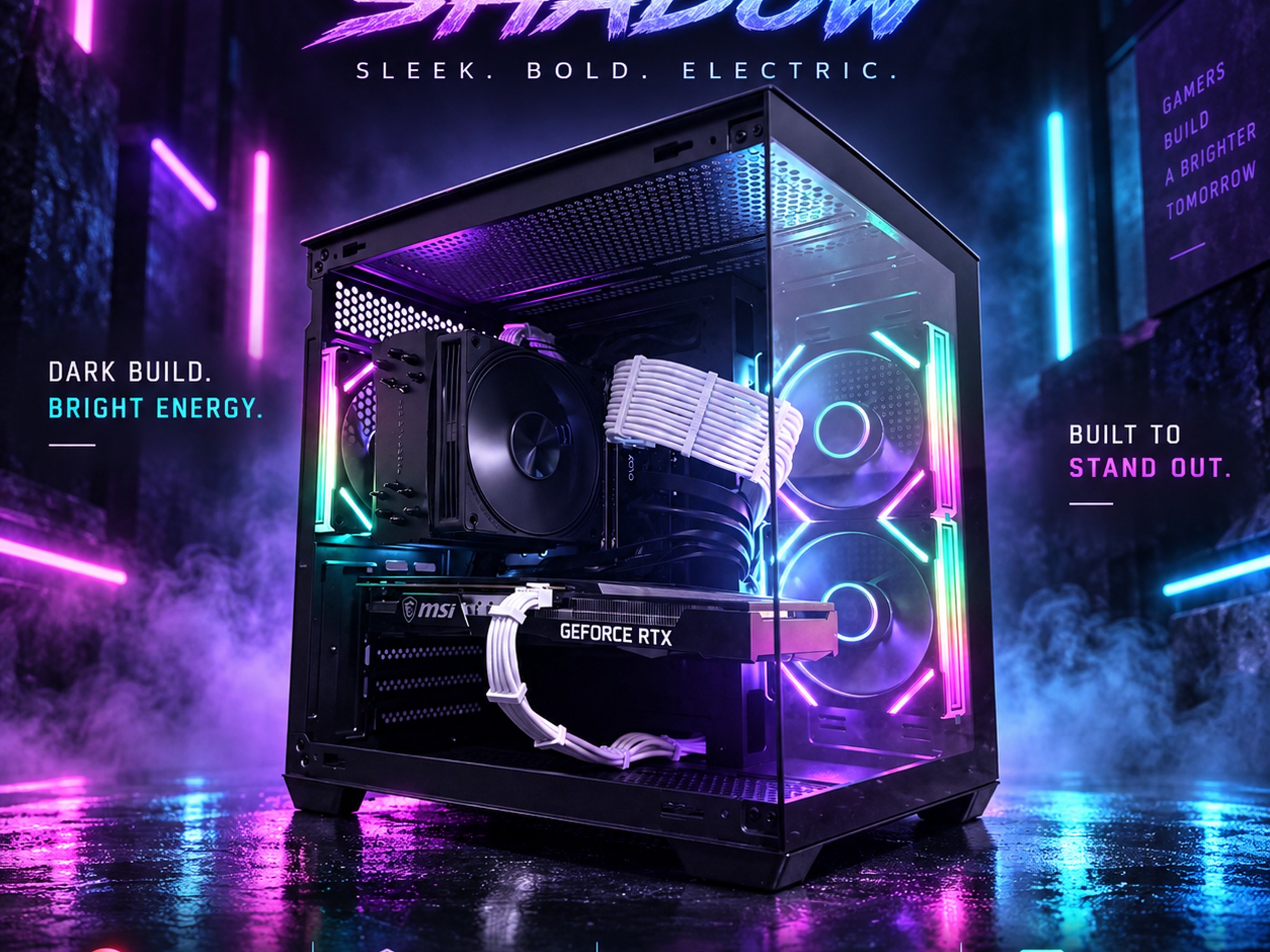🌈"Neon Shadow"⚫️| 1440p Gaming | i9 10850K | RTX 3060 Ti | 16GB Ram | 1TB+1GB Dram SSD | Free Ship