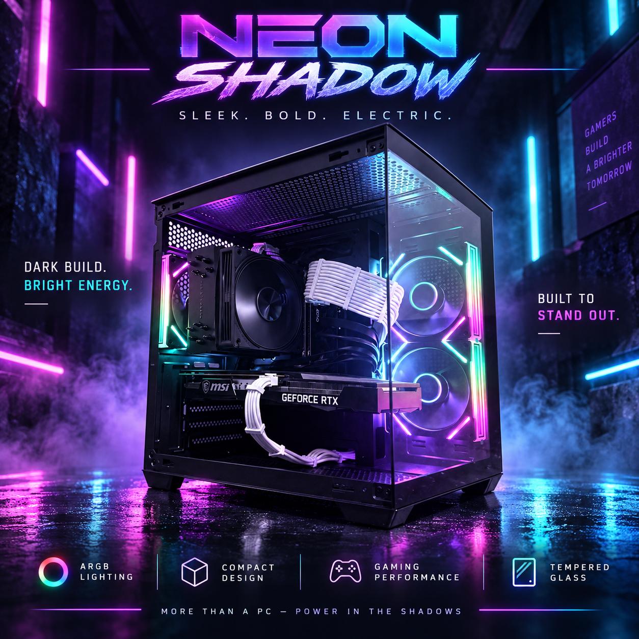 🌈"Neon Shadow"⚫️| 1440p Gaming | i9 10850K | RTX 3060 Ti | 16GB Ram | 1TB+1GB Dram SSD | Free Ship