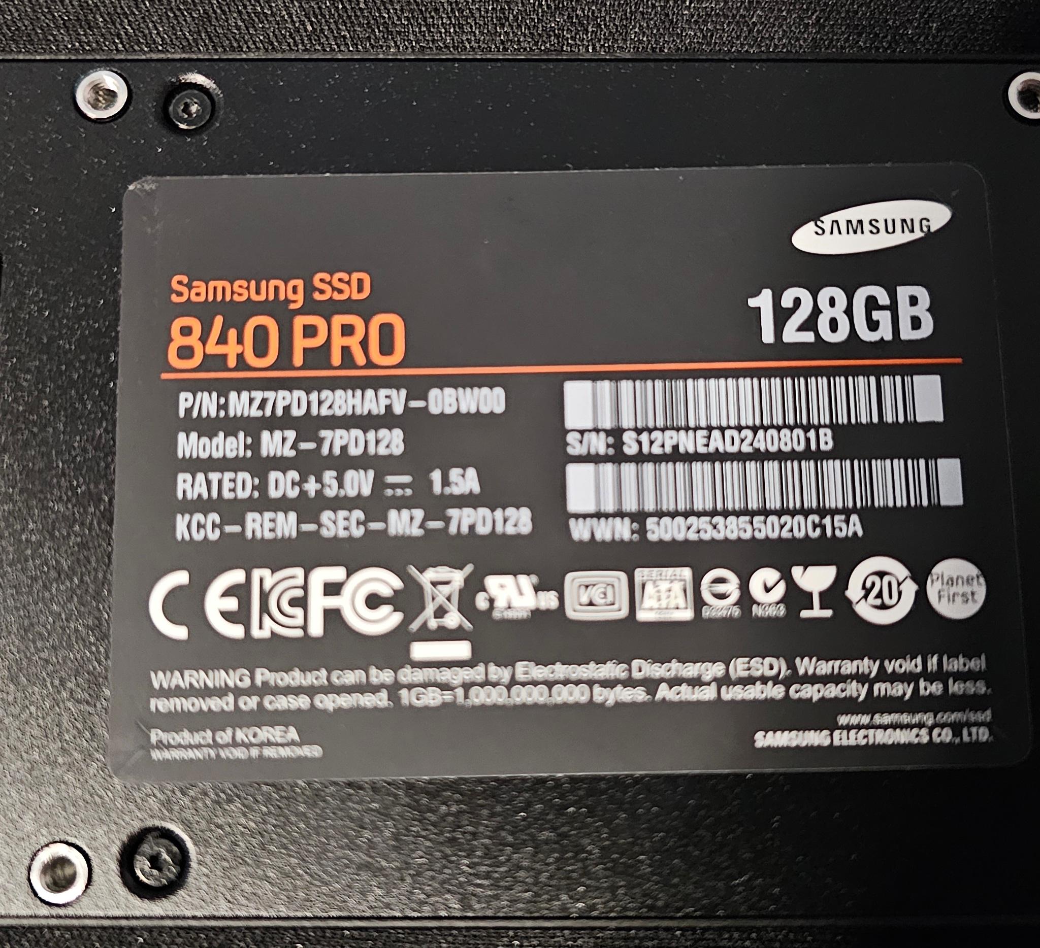 Samsung 840 PRO 128GB SATAIII 2.5"x7mm SSD - Please Read Description