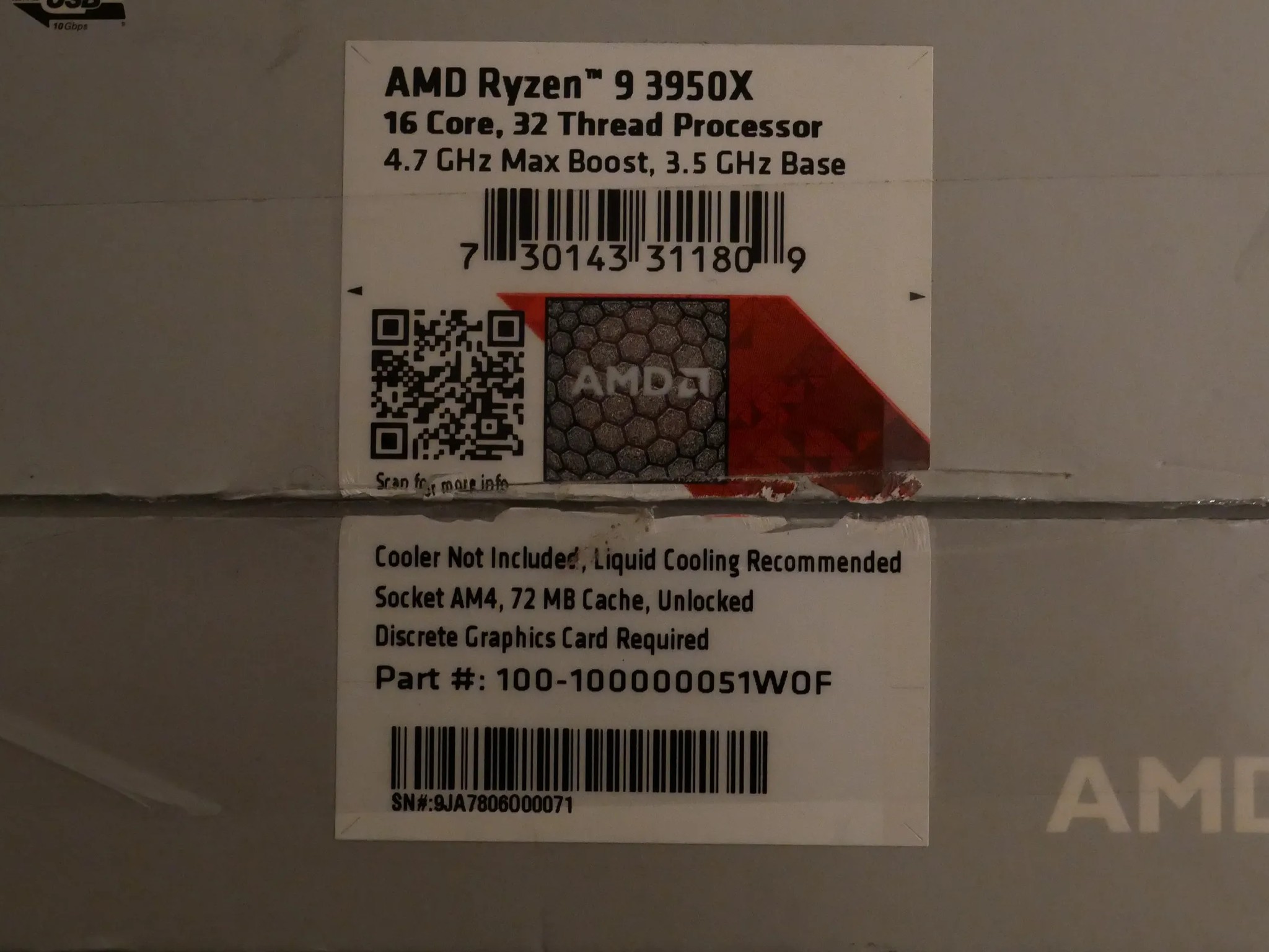 AMD Ryzen 9 3950X 3.5GHz 16-Core (100-100000051WOF) Processor