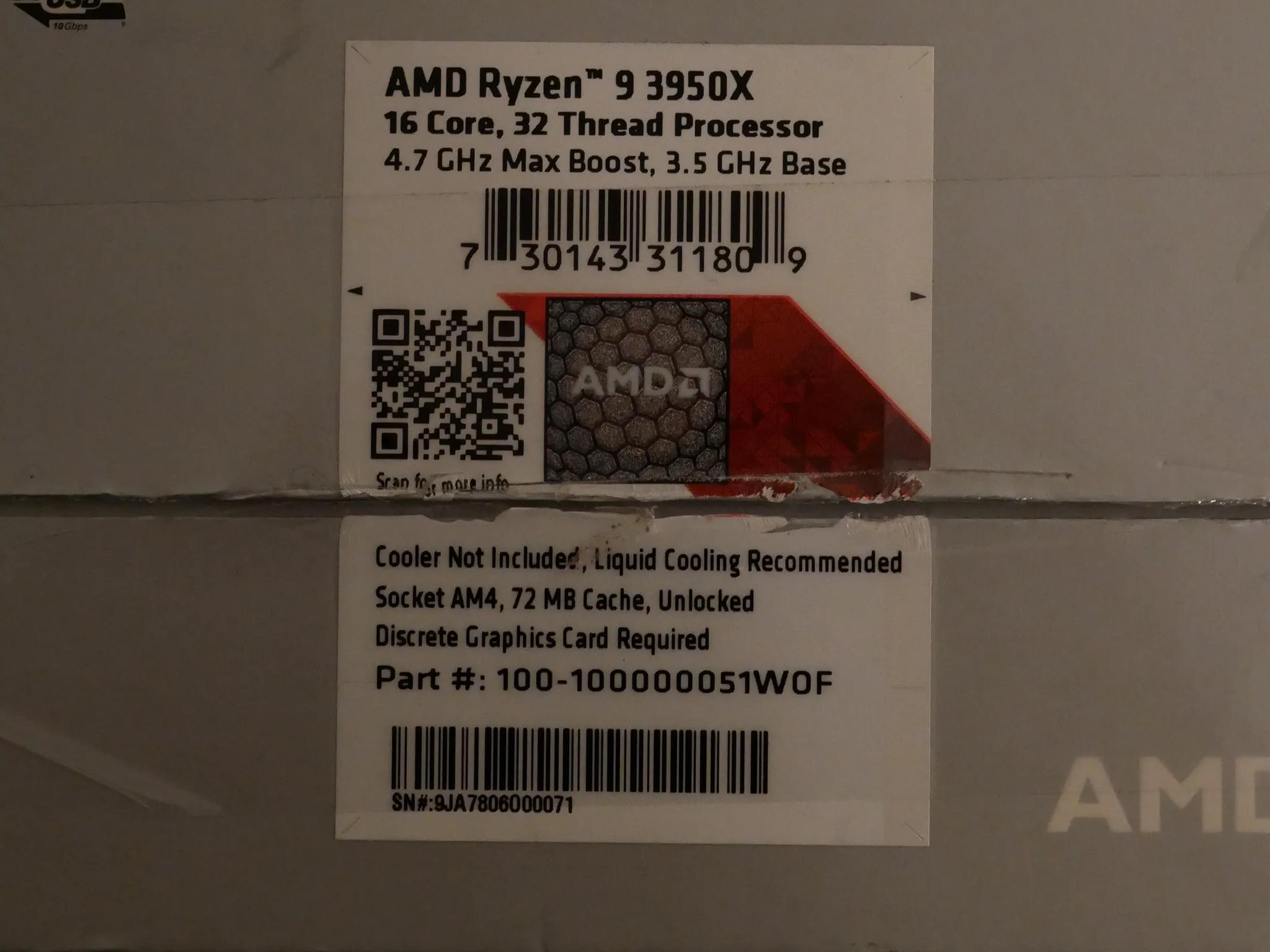 AMD Ryzen 9 3950X 3.5GHz 16-Core (100-100000051WOF) Processor