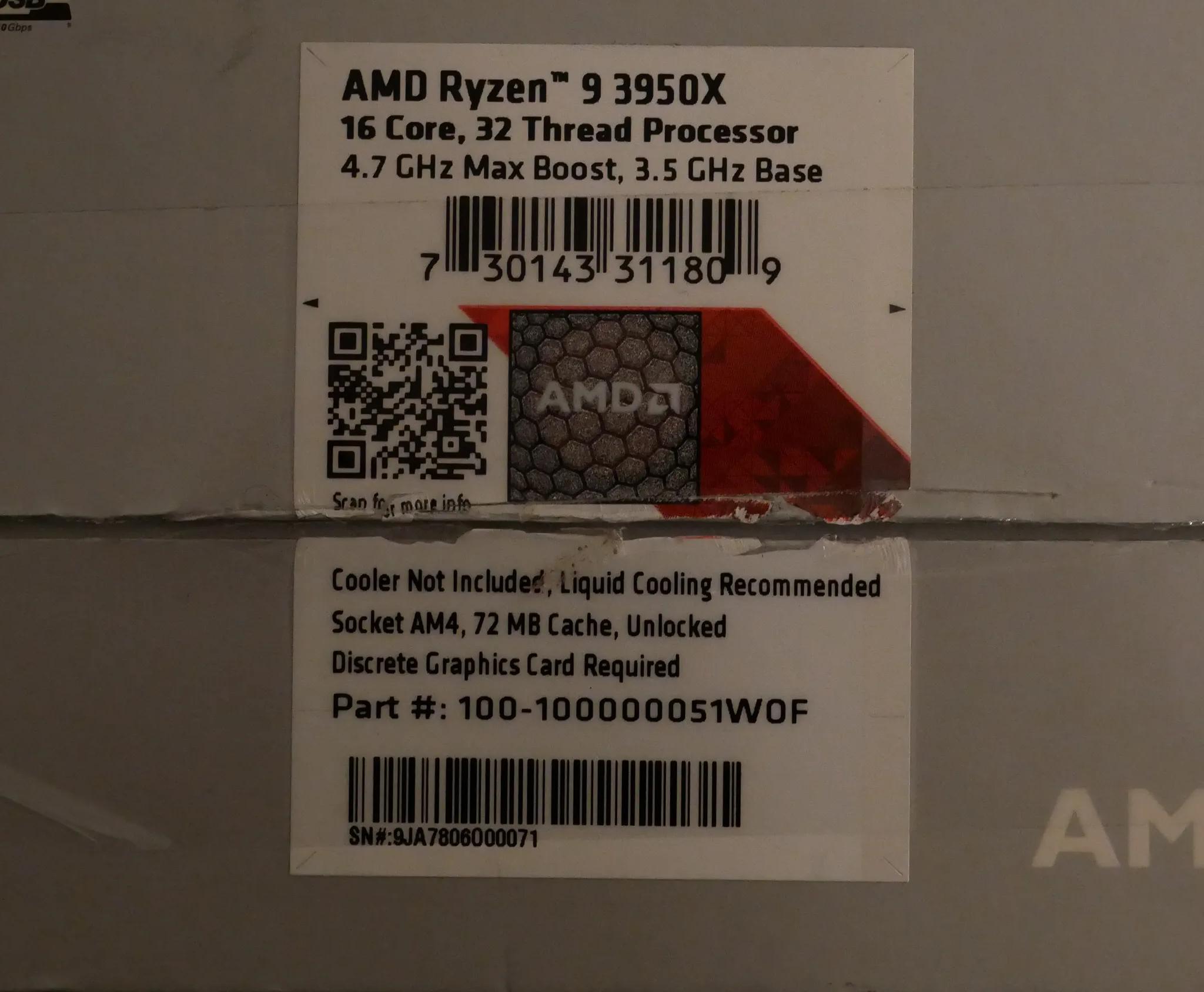 AMD Ryzen 9 3950X 3.5GHz 16-Core (100-100000051WOF) Processor