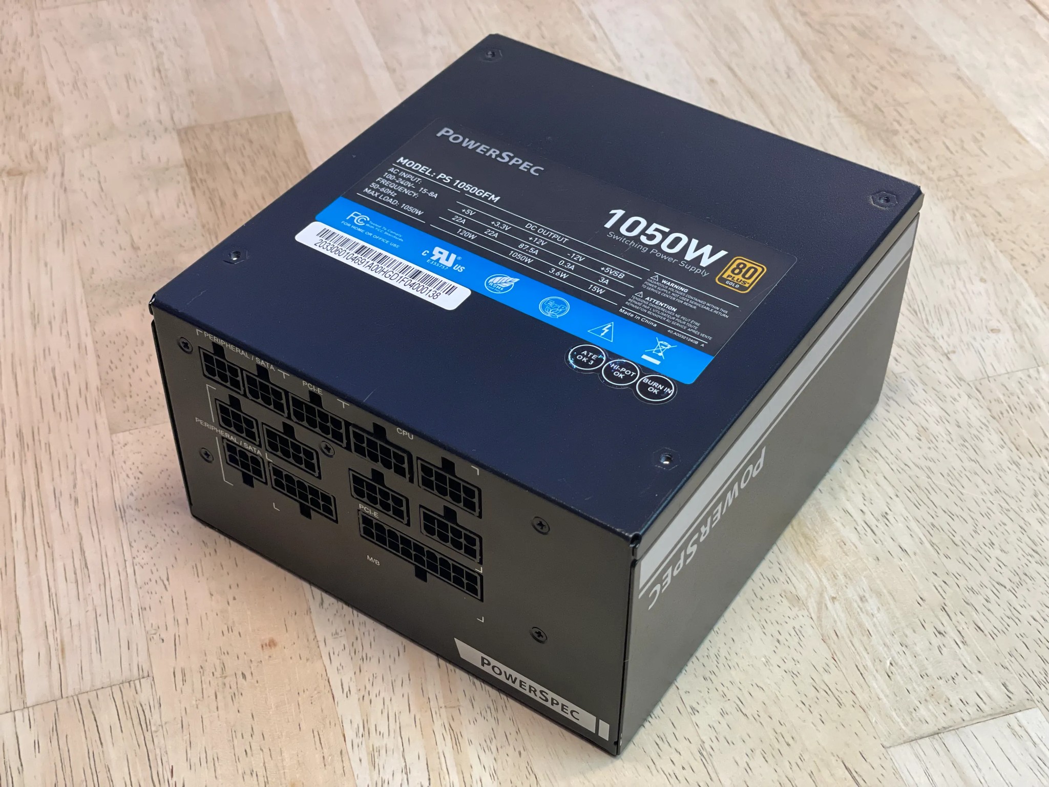 PowerSpec 1050 Watt 80 Plus Gold ATX Fully Modular Power Supply