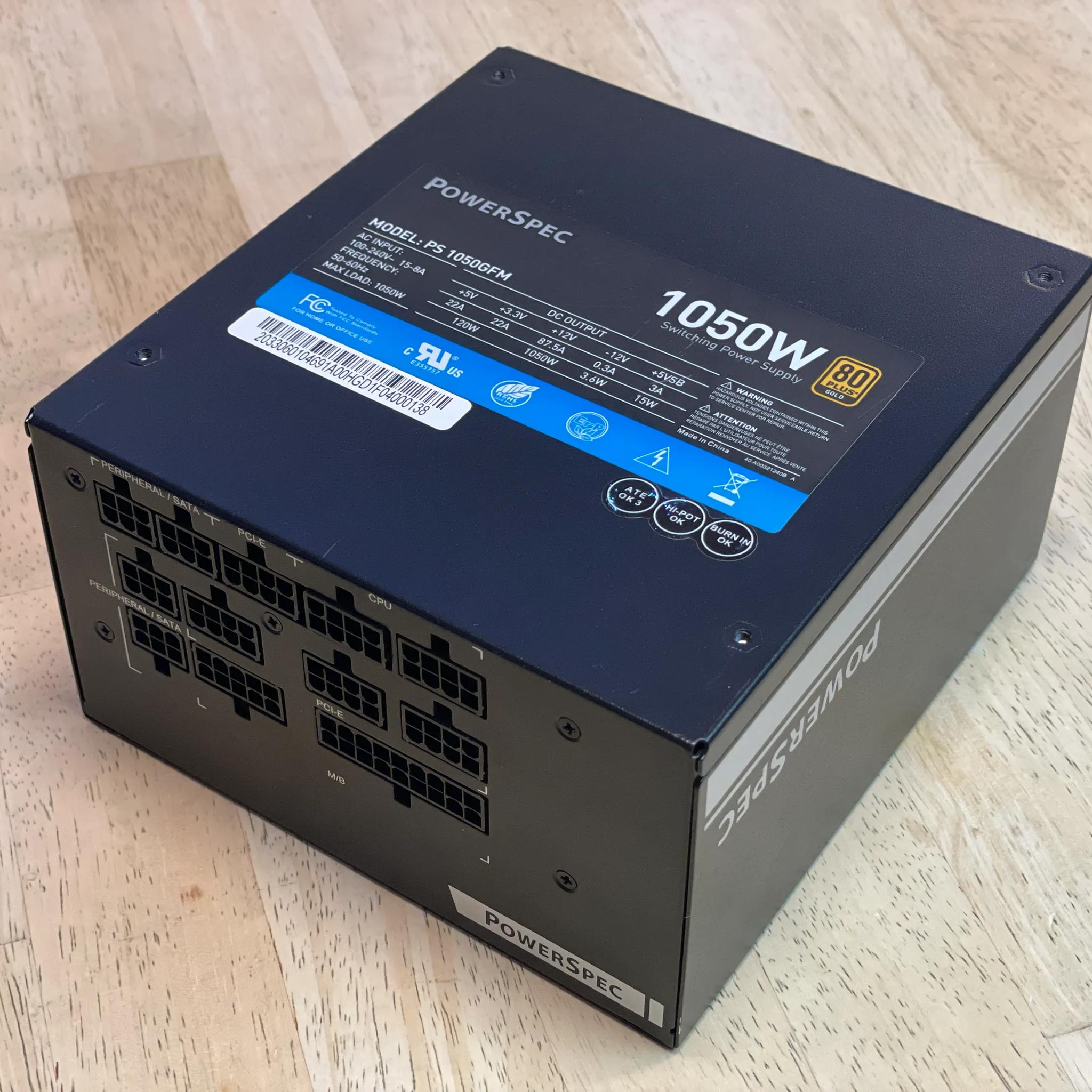 PowerSpec 1050 Watt 80 Plus Gold ATX Fully Modular Power Supply