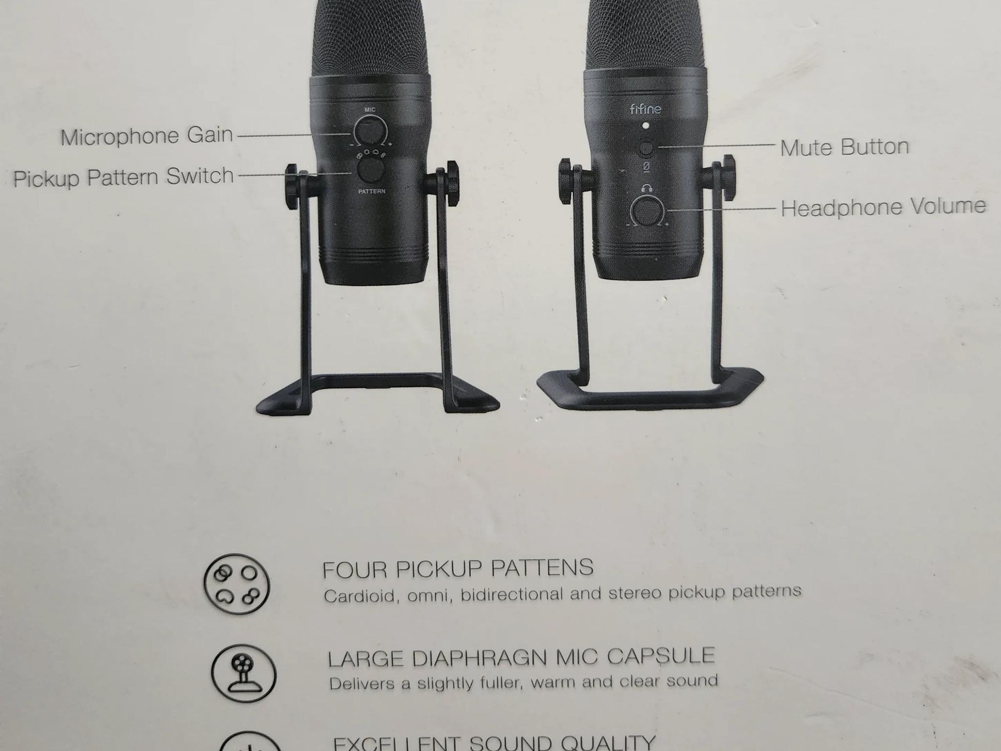 FIFINE K690 USB Studio Recording Microphone with Mute Button & Headphone Jack, Four Pickup Patterns
