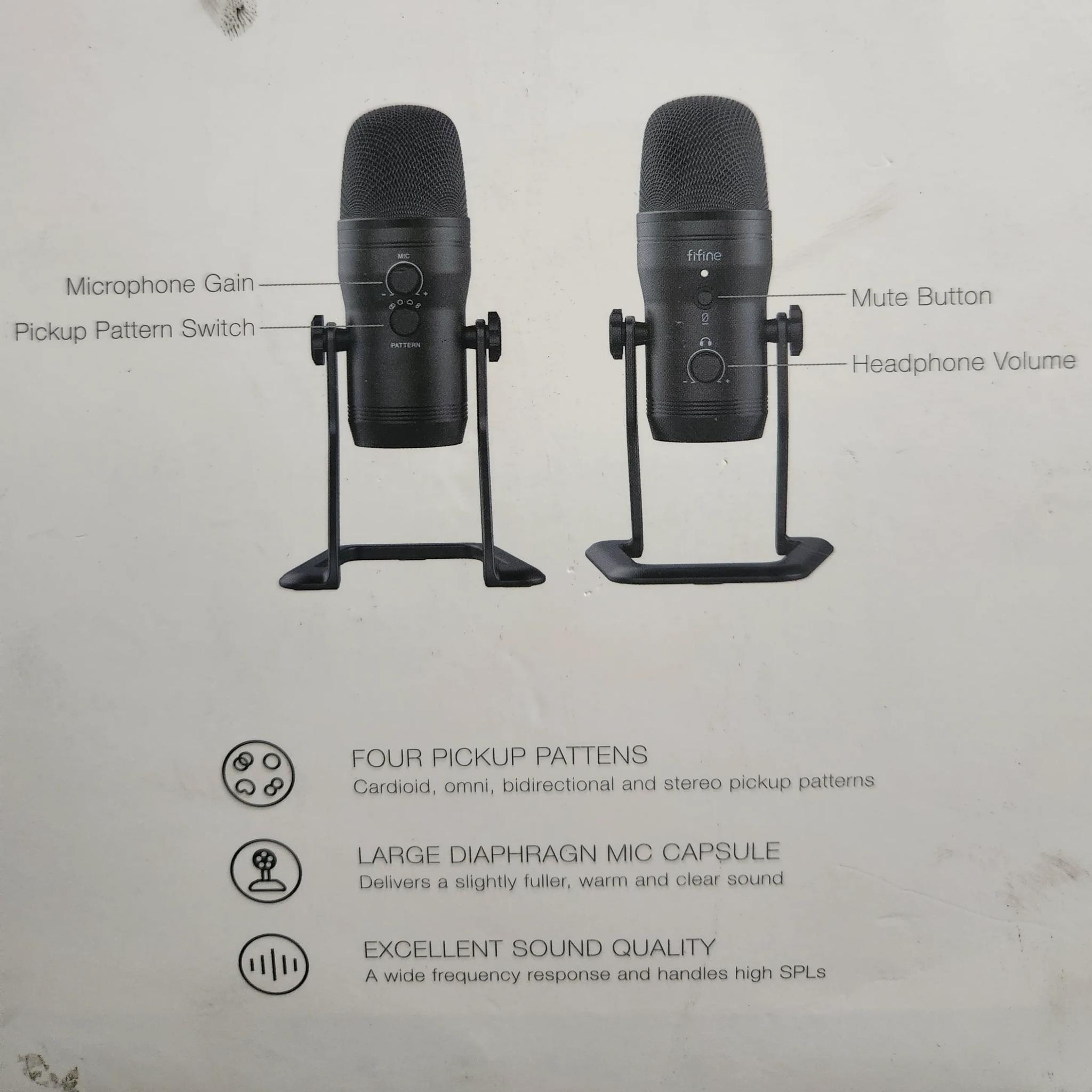 FIFINE K690 USB Studio Recording Microphone with Mute Button & Headphone Jack, Four Pickup Patterns