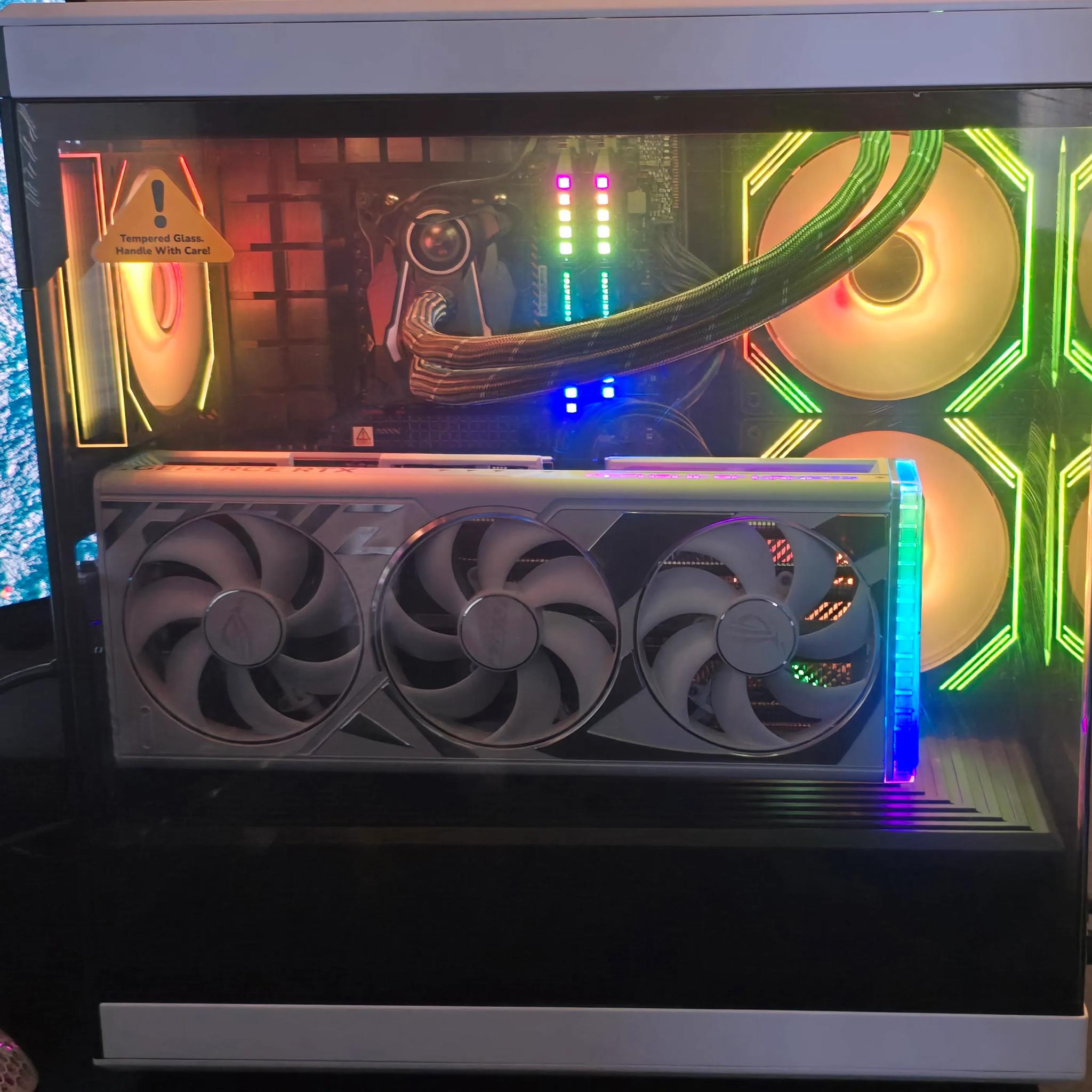 WHITE AND BLACK 4K/1440P POWERFUL GAMING/STREAMING PC:4080, 7800X3D, 2TB 980 PRO, 32GB DOMINATOR RAM