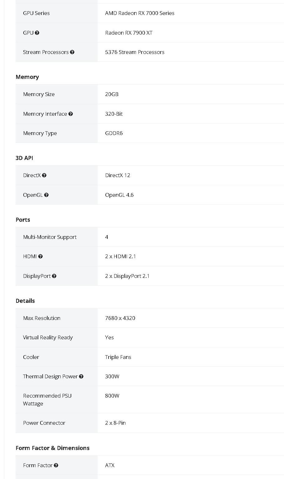 GIGABYTE Gaming Radeon RX 7900 XT 20GB GDDR6 PCI Express