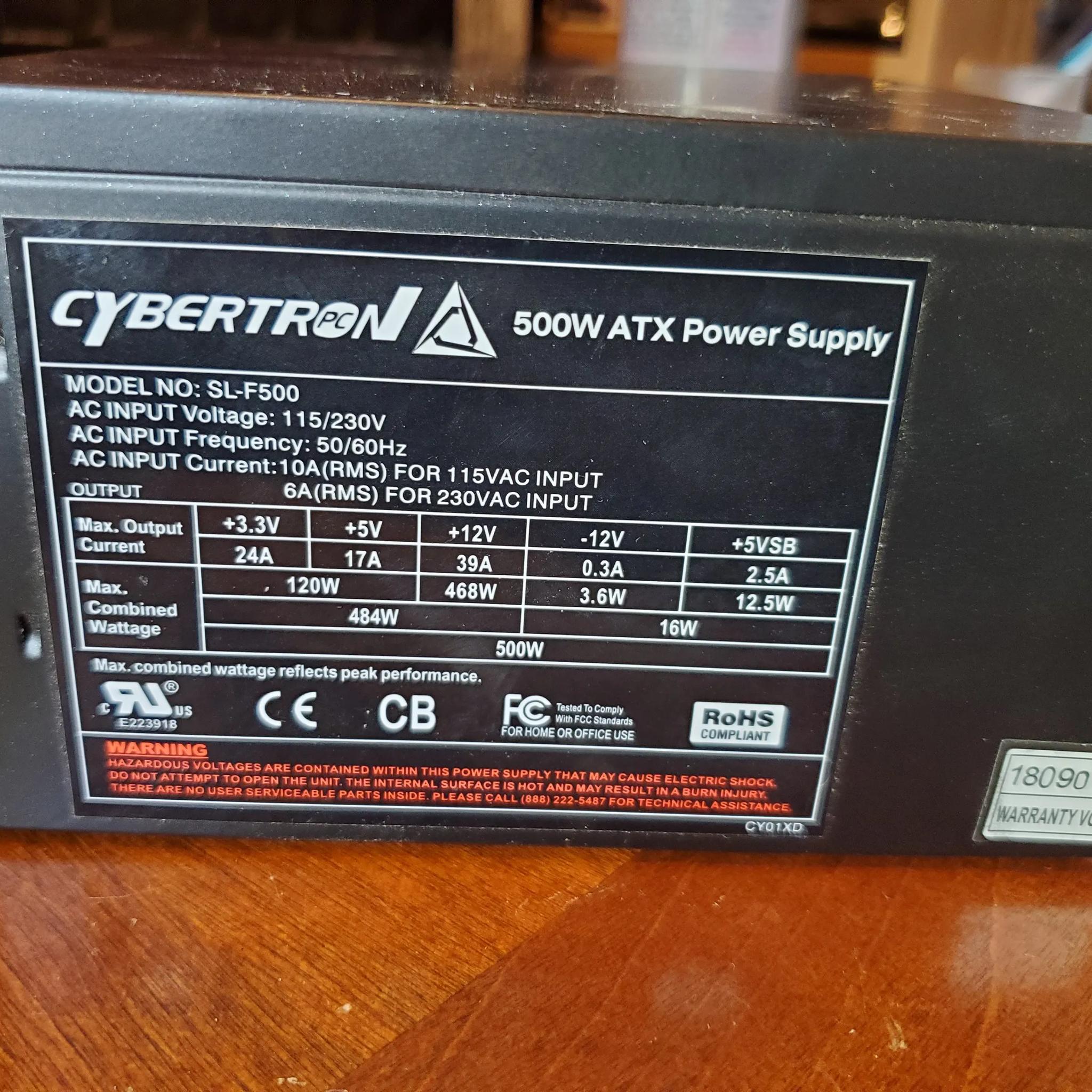 Cybertron 500W ATX Power Supply