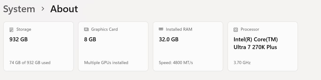 Intel Core Ultra 7 270K Plus 32GB DDR5 RAM GeForce RTX 5060 Ti WD Black SN850X 1TB SSD Gaming PC