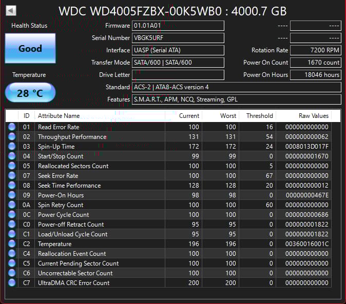 WD Black 4TB 7200RPM 3.5in HD - USED
