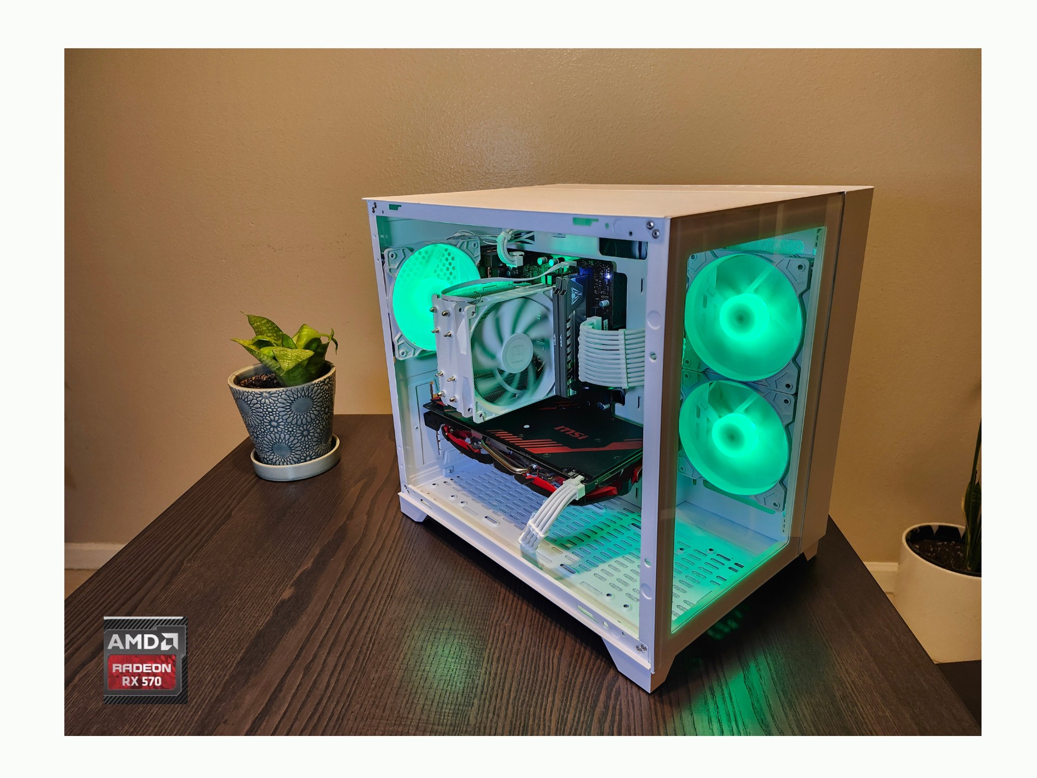Custom Gaming PC - Intel i7-6700, RX 570 8GB, 16GB RAM, 256GB SSD - White Case