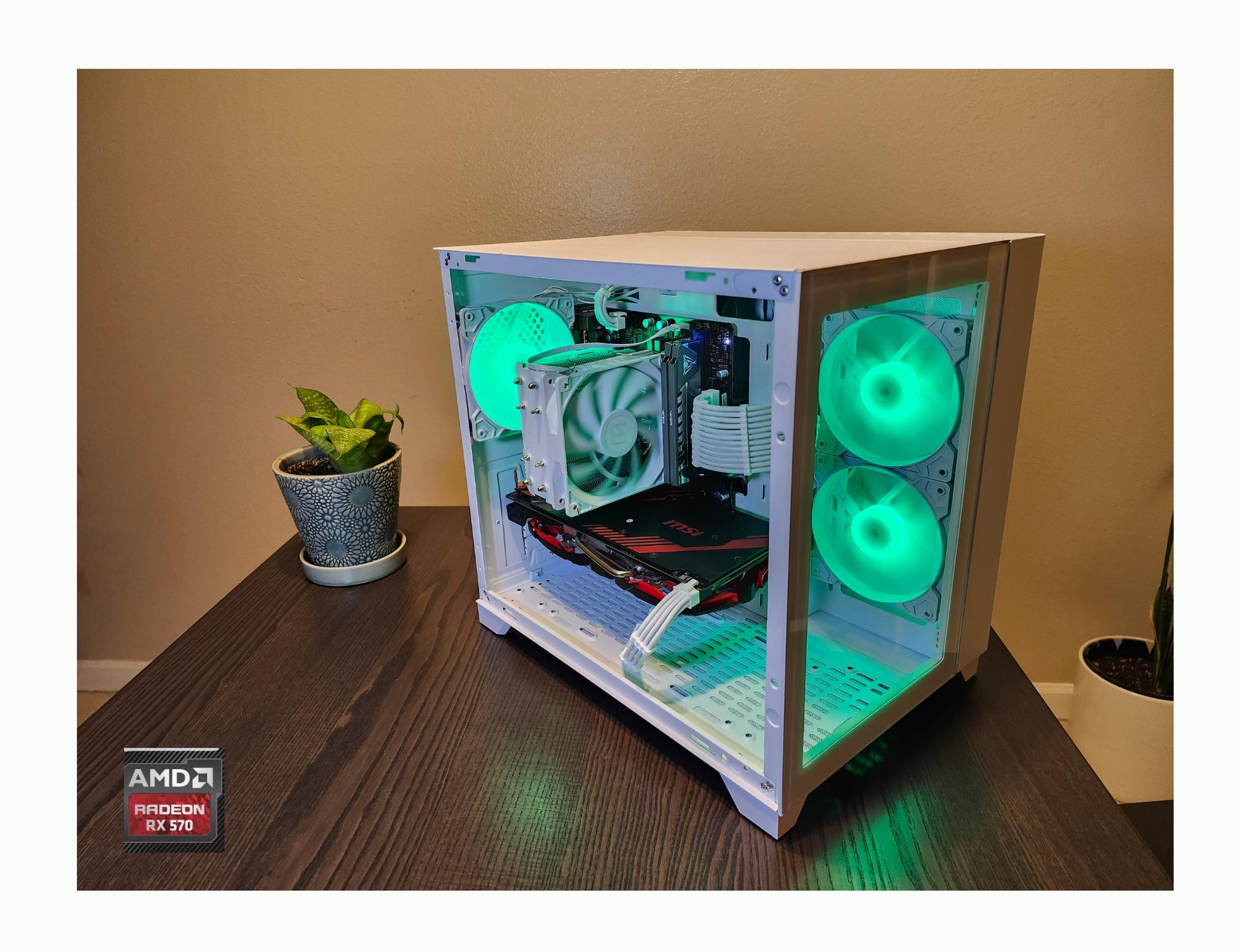 Custom Gaming PC - Intel i7-6700, RX 570 8GB, 16GB RAM, 256GB SSD - White Case