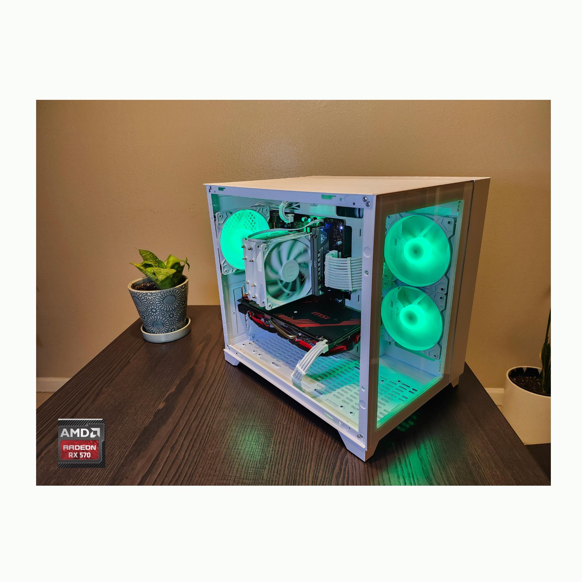Custom Gaming PC - Intel i7-6700, RX 570 8GB, 16GB RAM, 256GB SSD - White Case