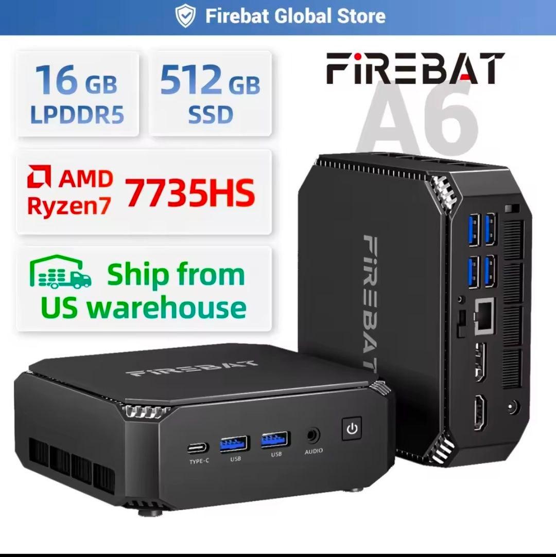 🔷 Firebat A6 Mini PC | AMD Ryzen 7 7735HS | 16 GB LPDDR5 | 512 GB SSD