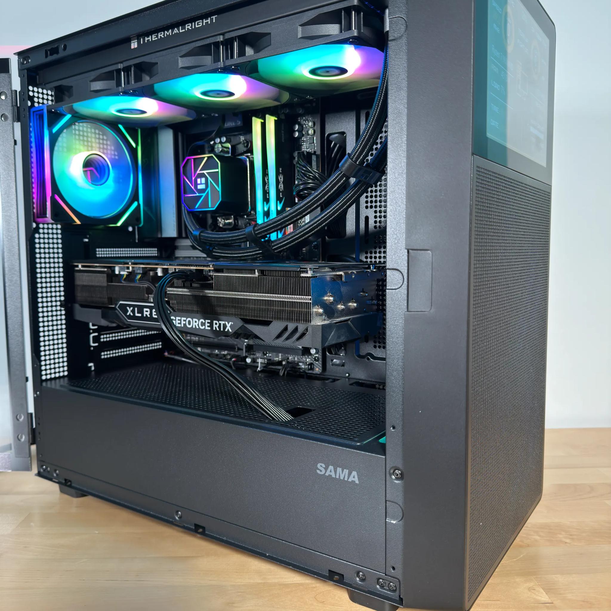 RTX 4080 Ryzen 9800X3D Gaming PC with Customizable Screen