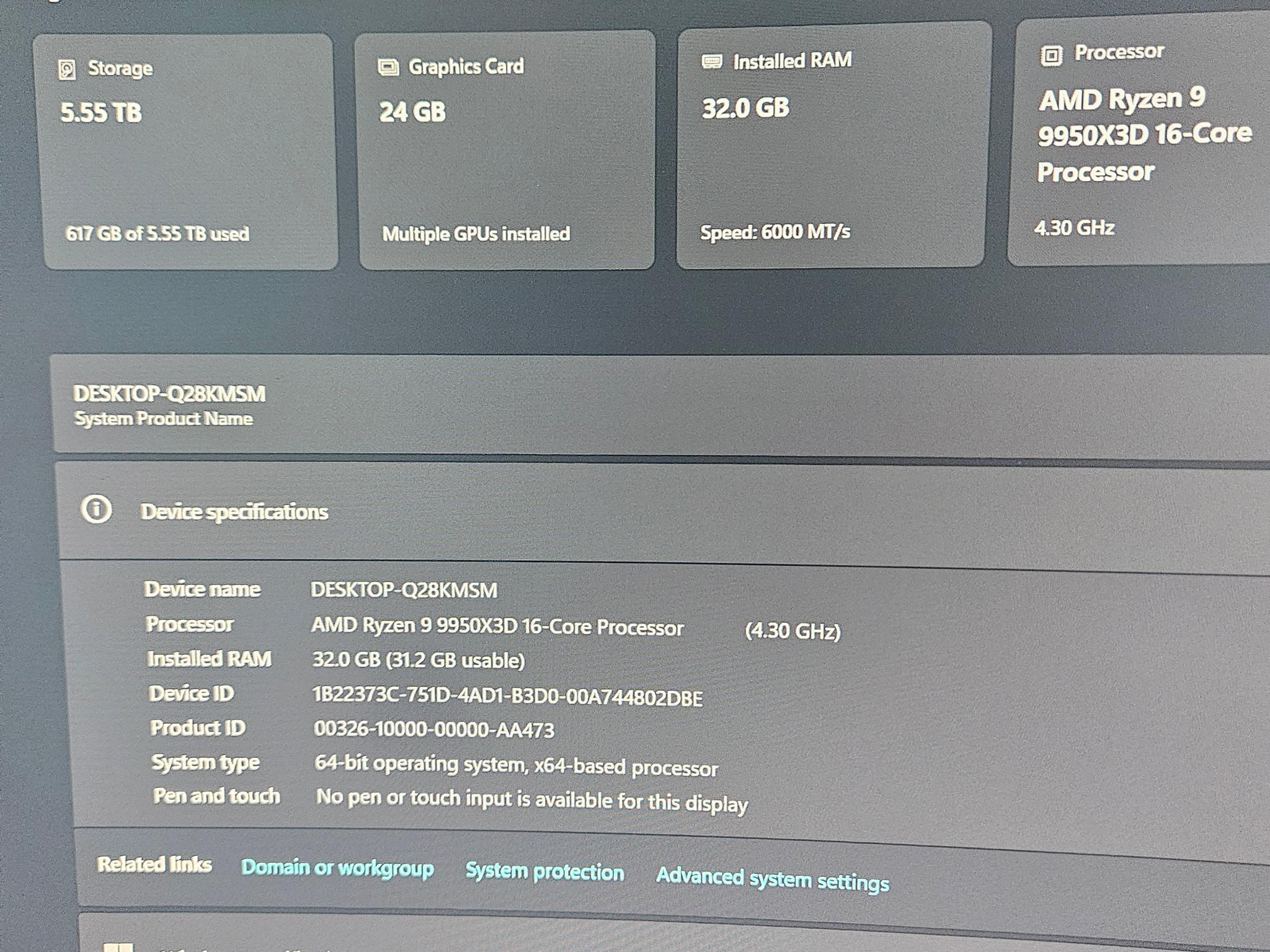 C700M, Sapphire 7900 XTX 24 GB, 4TB + 1 TB Nvme, Ryzen 9 9950X3D, 32 GB RAM , 1200W Seasonic PSU