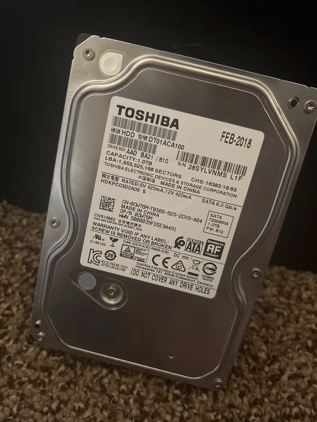 Toshiba 1TB Hard Drive 