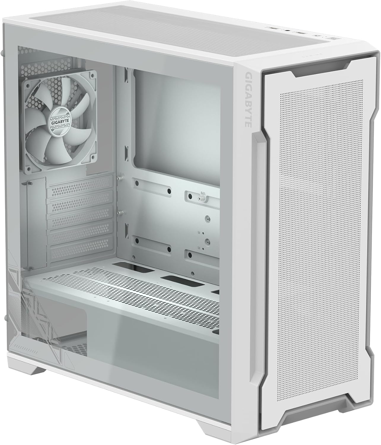 GIGABYTE C102 Glass ICE White Mid Tower PC Tempered Glass Gaming Computer Case