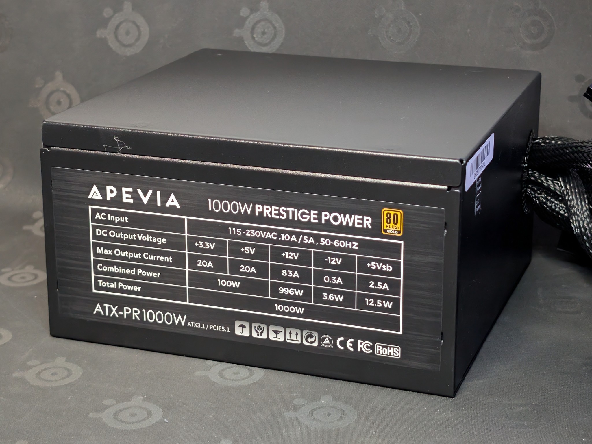 Apevia Prestige 1000W 80+ Gold ATX 3.1 PCIe 5.1 12VHPWR Power Supply